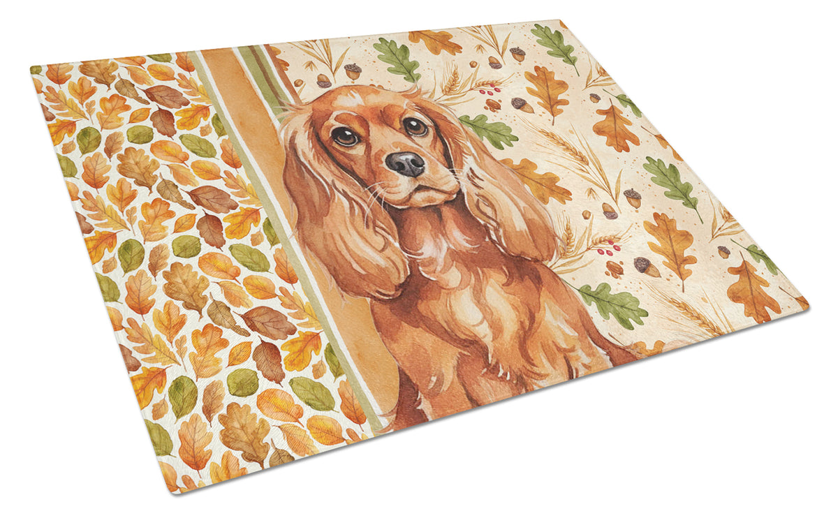 Caroline's Treasures Ruby English Toy Spaniel Heirloom Fall Glass Cutting Board
