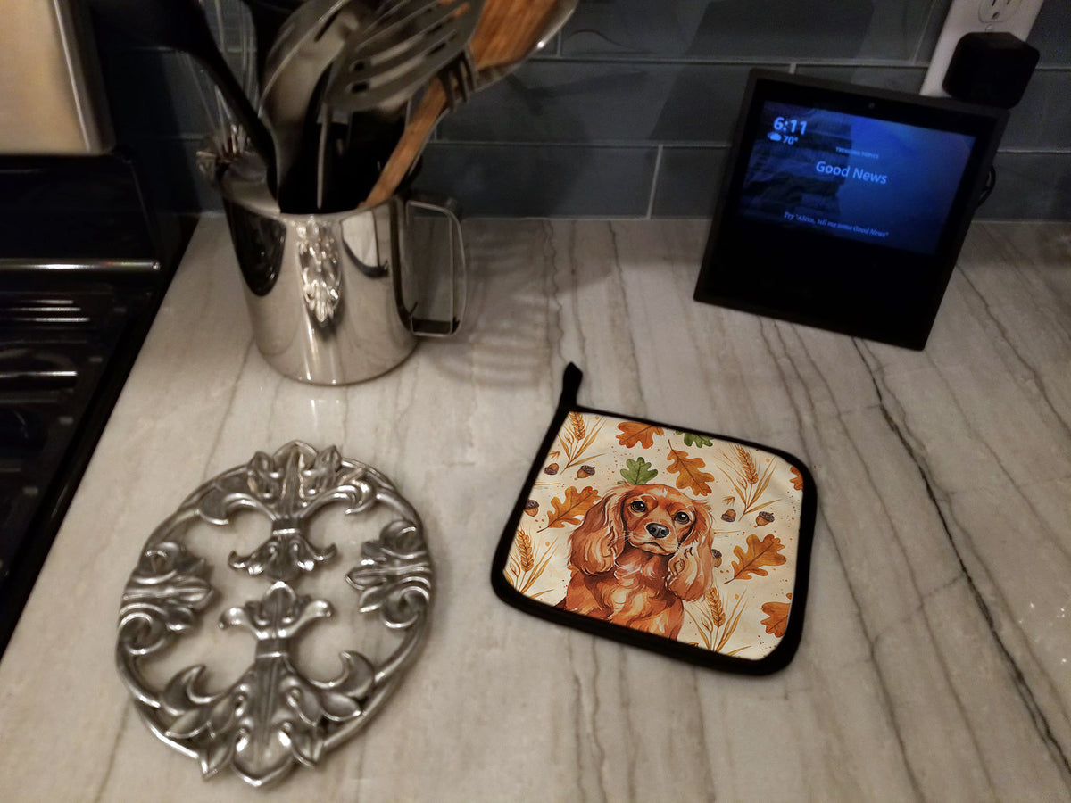 Caroline's Treasures Ruby English Toy Spaniel Heirloom Fall Pair of Pot Holders