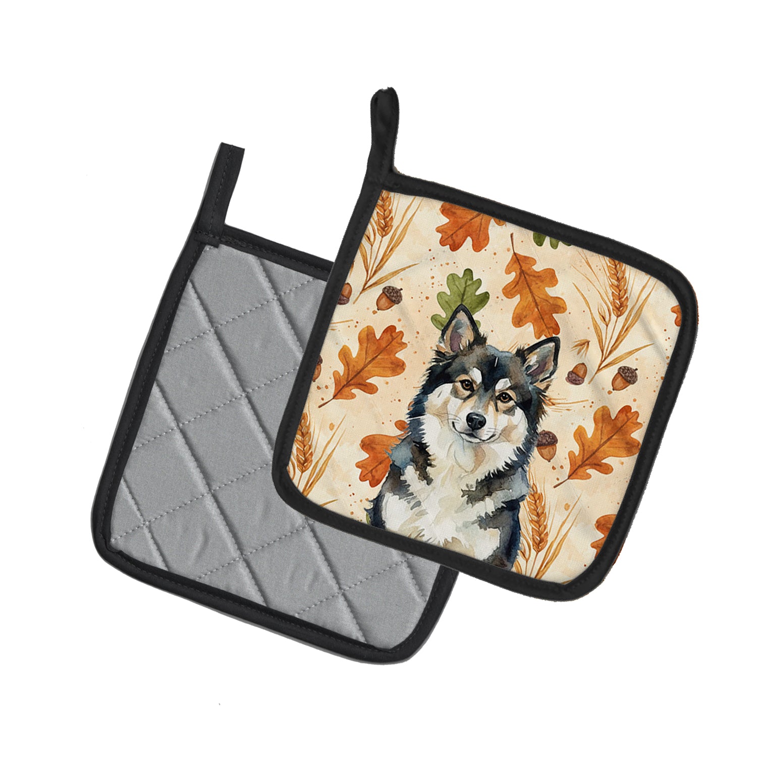 Caroline's Treasures Finnish Lapphund Heirloom Fall Pair of Pot Holders