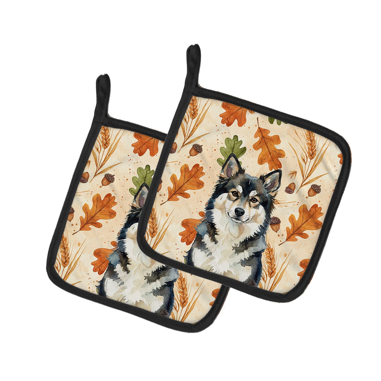 Caroline's Treasures Finnish Lapphund Heirloom Fall Pair of Pot Holders