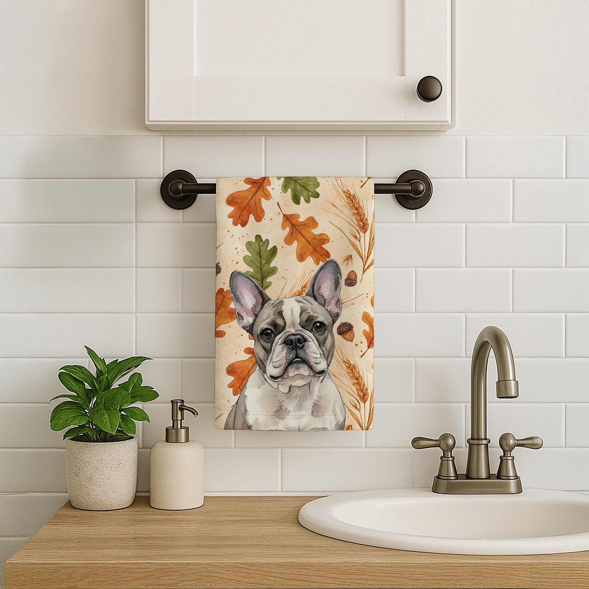 Caroline's Treasures Pied French Bulldog Heirloom Fall Kitchen Towel