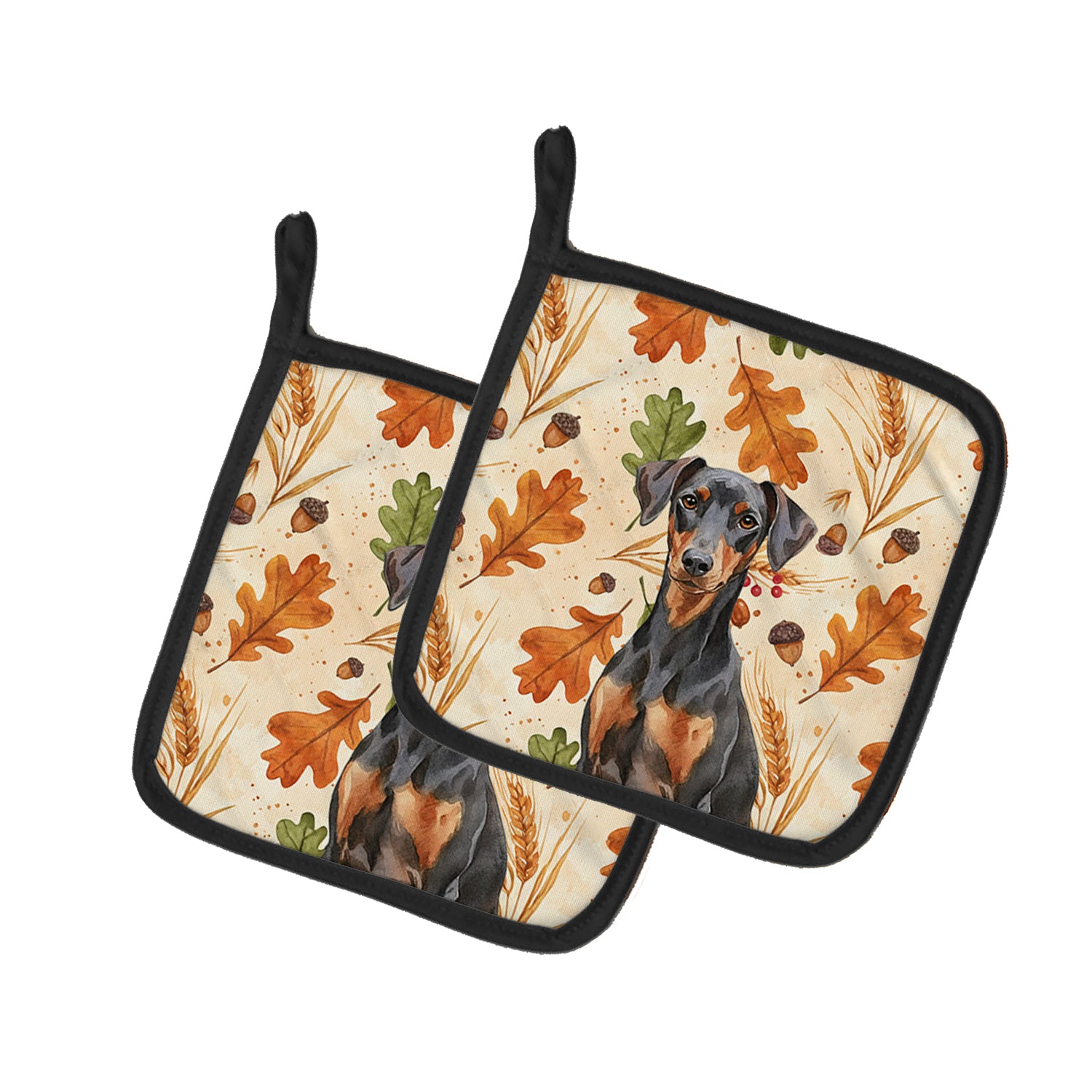 Caroline's Treasures German Pinscher Heirloom Fall Pair of Pot Holders