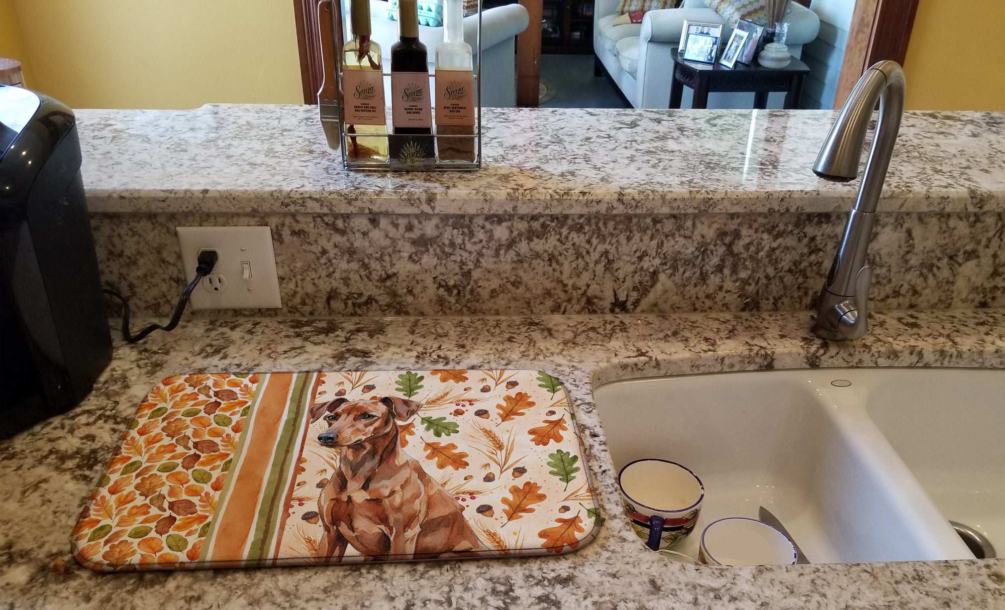 Caroline's Treasures Red German Pinscher Heirloom Fall Dish Drying Mat