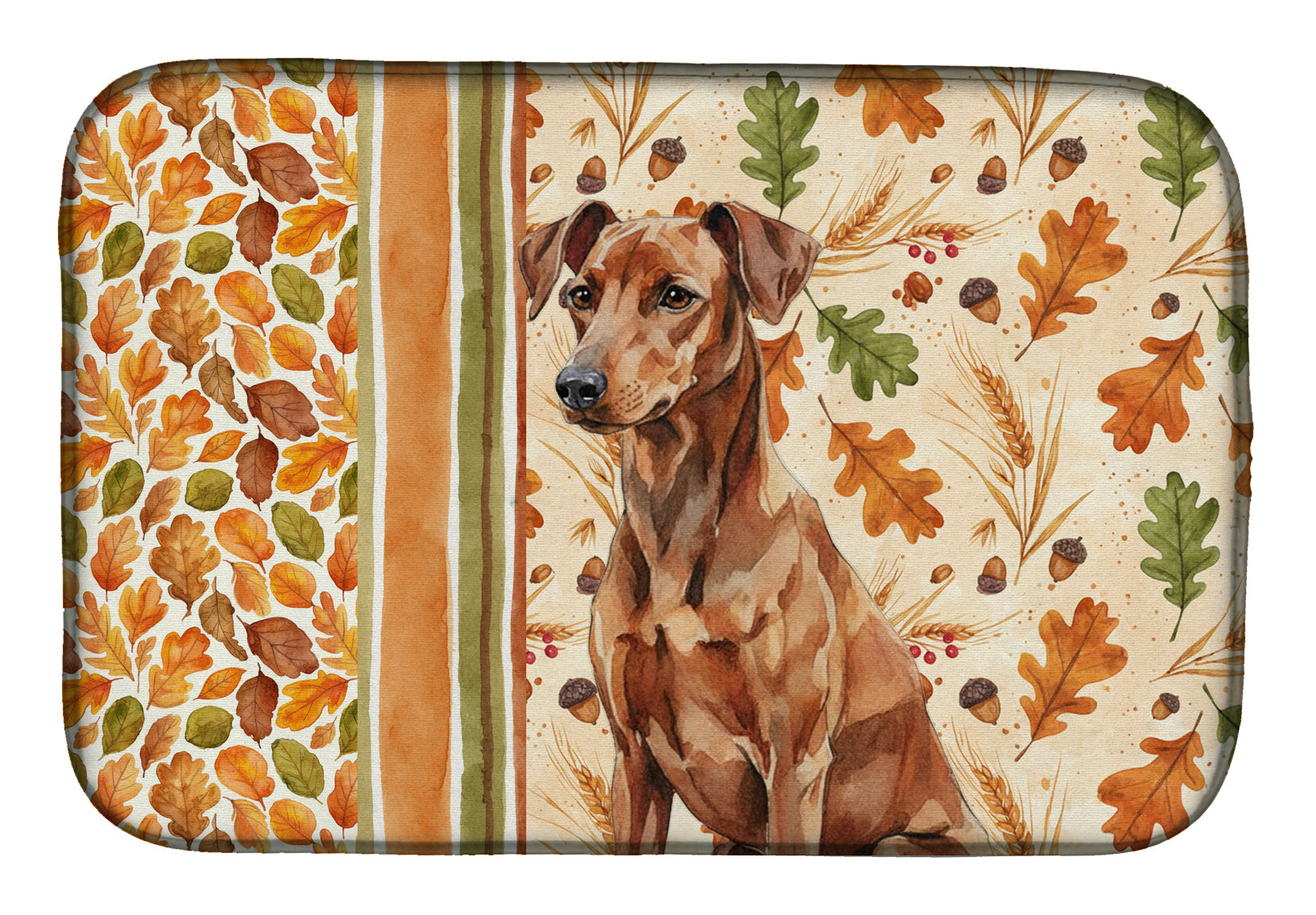 Caroline's Treasures Red German Pinscher Heirloom Fall Dish Drying Mat