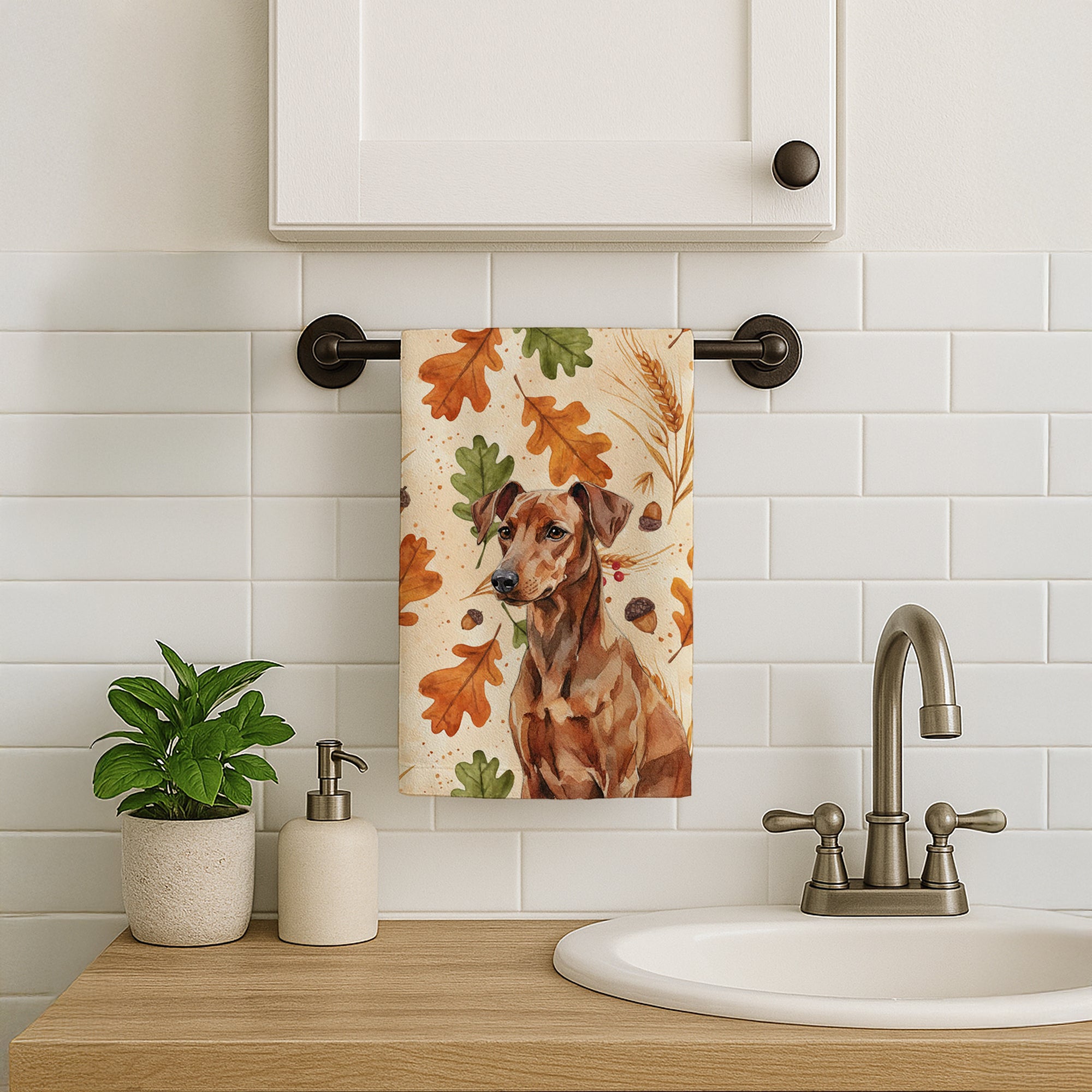 Caroline's Treasures Red German Pinscher Heirloom Fall Kitchen Towel