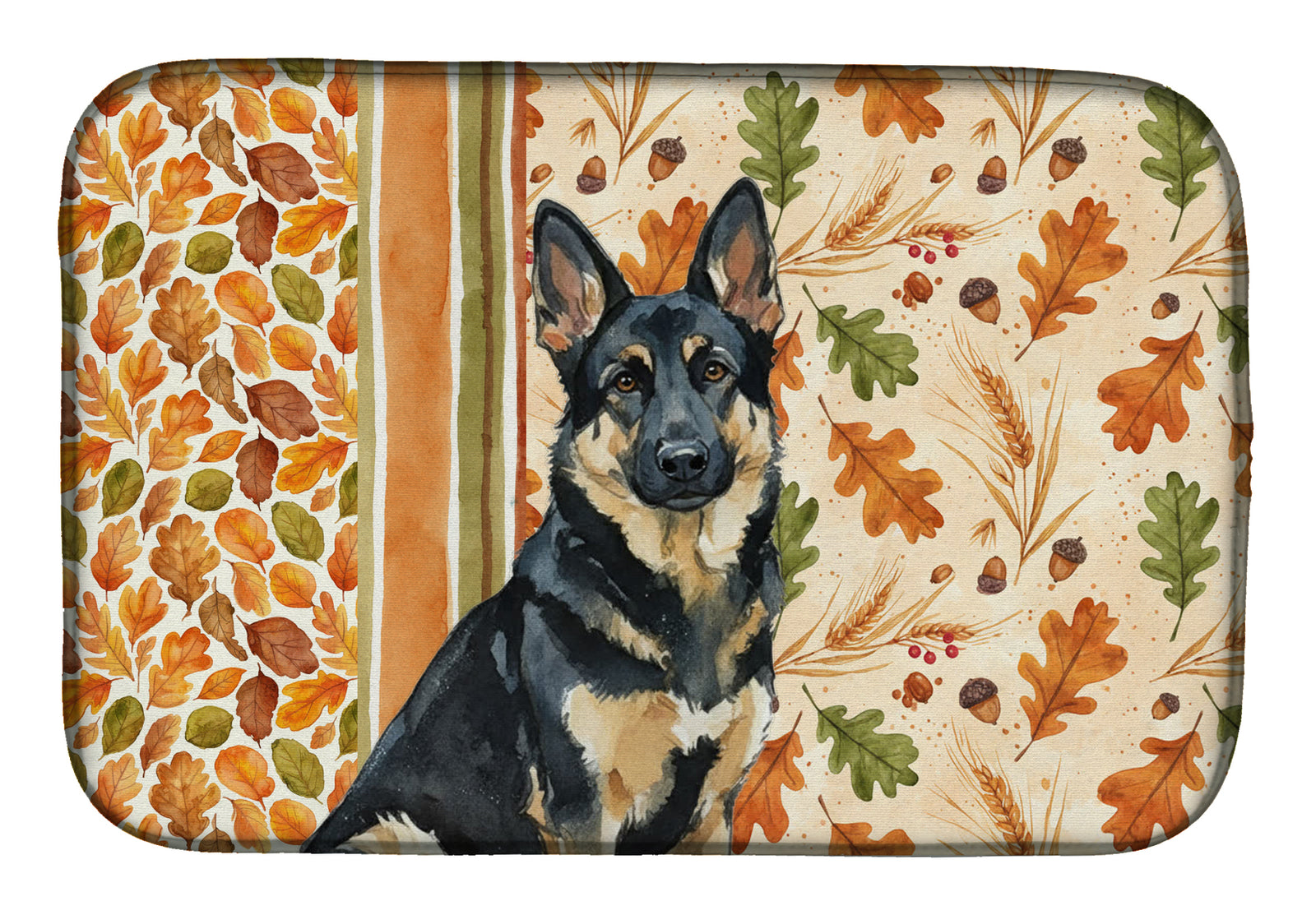 Caroline's Treasures Black and Tan German Shepherd Heirloom Fall Dish Drying Mat