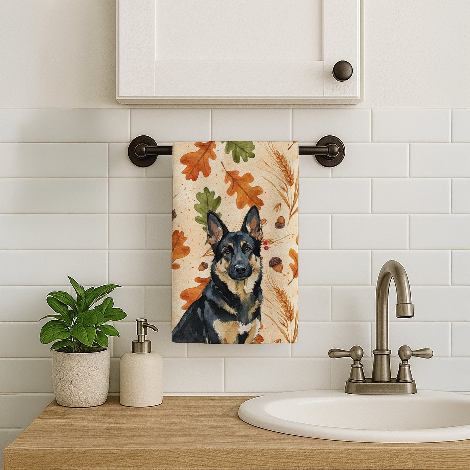 Caroline's Treasures Black and Tan German Shepherd Heirloom Fall Kitchen Towel