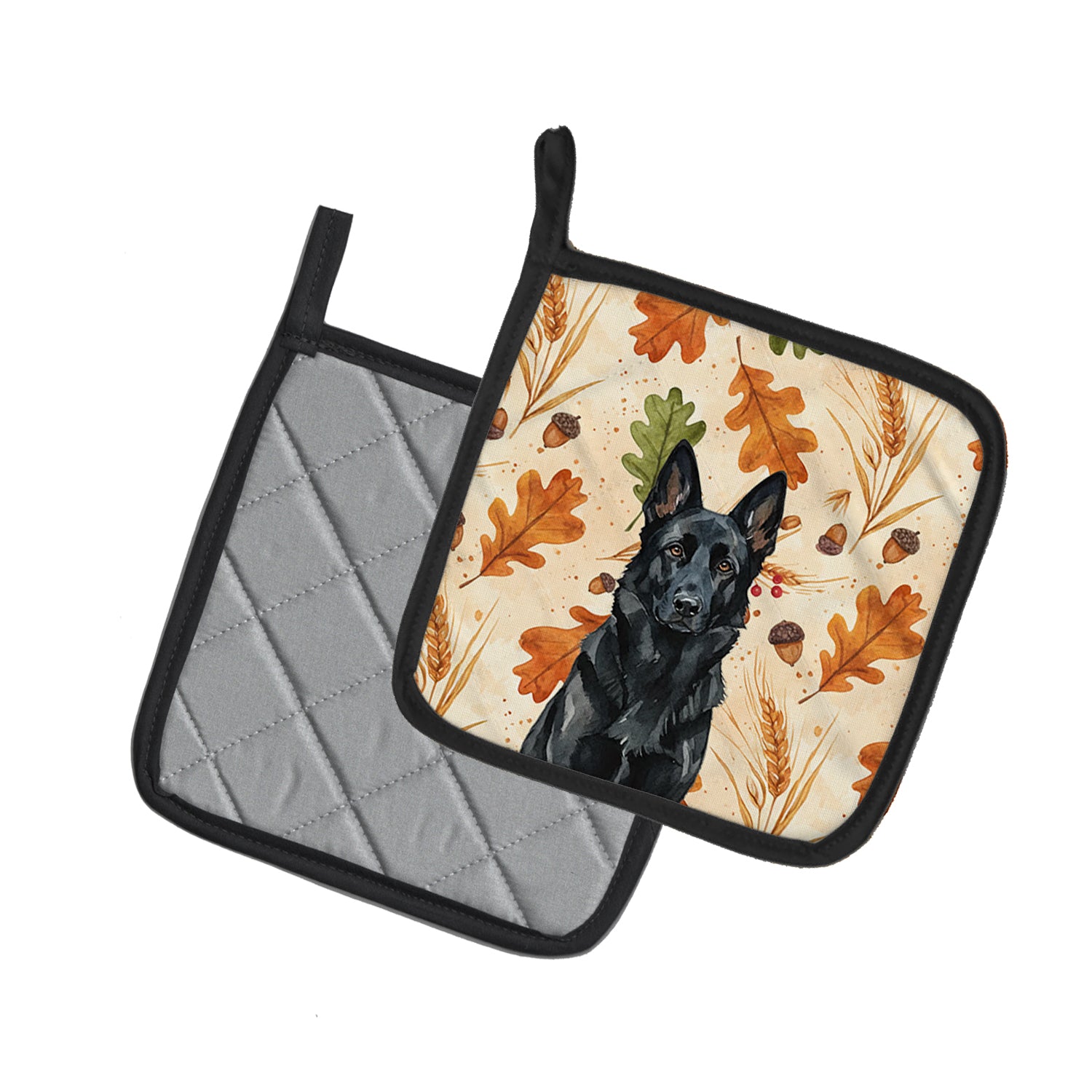 Caroline's Treasures Black German Shepherd Heirloom Fall Pair of Pot Holders