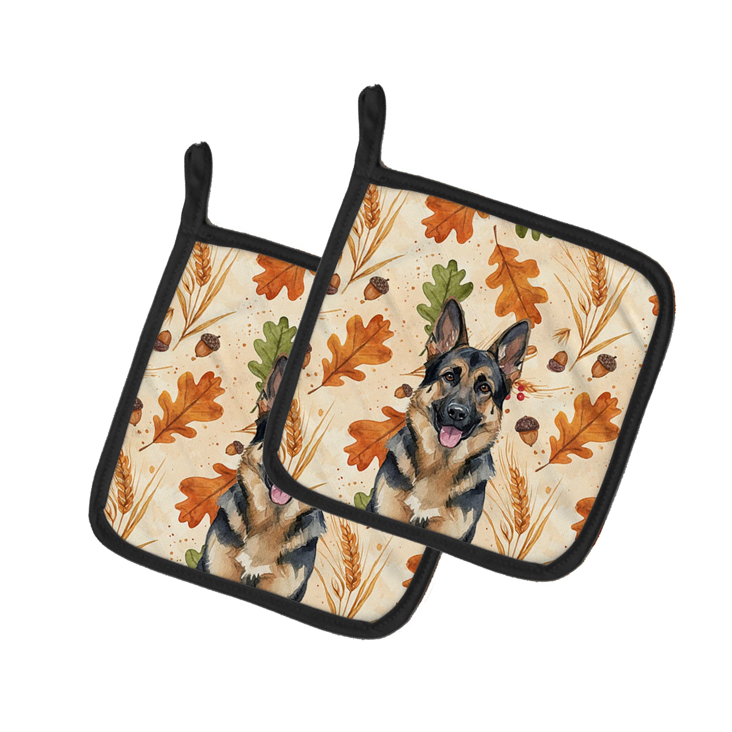 Caroline's Treasures German Shepherd Heirloom Fall Pair of Pot Holders