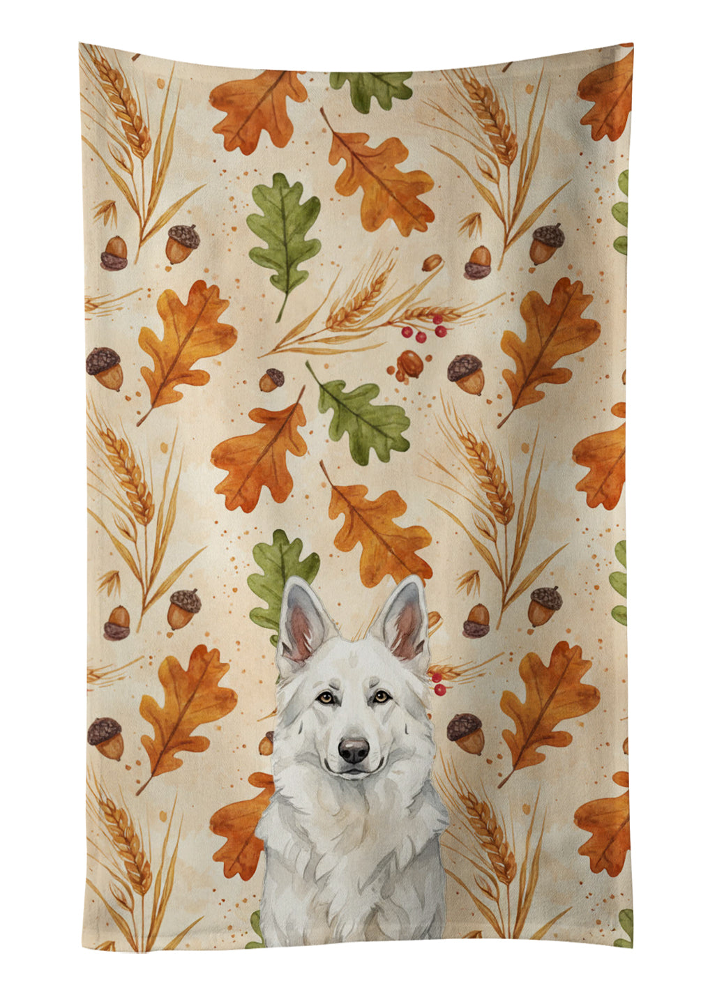 Caroline's Treasures White German Shepherd Heirloom Fall Kitchen Towel