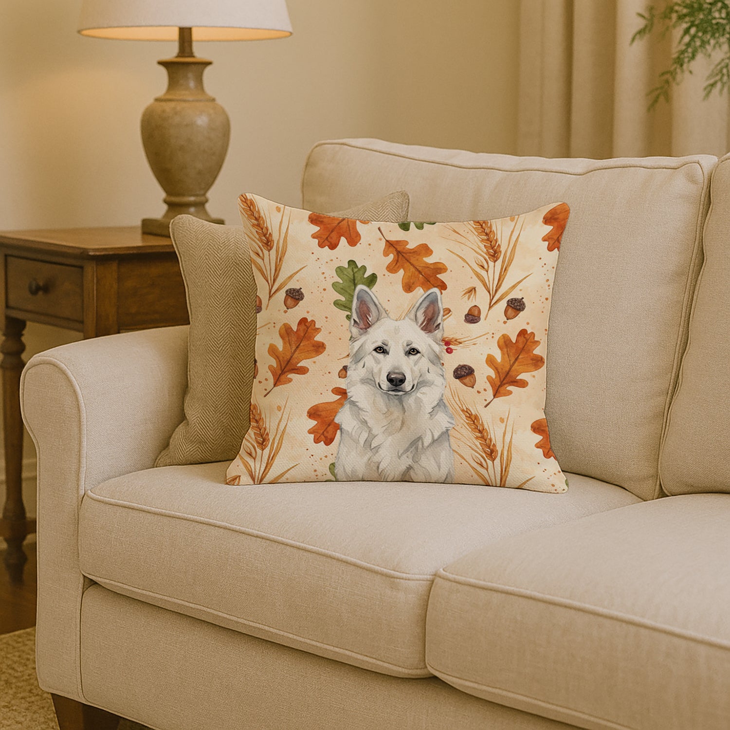 Caroline's Treasures White German Shepherd Heirloom Fall Throw Pillow