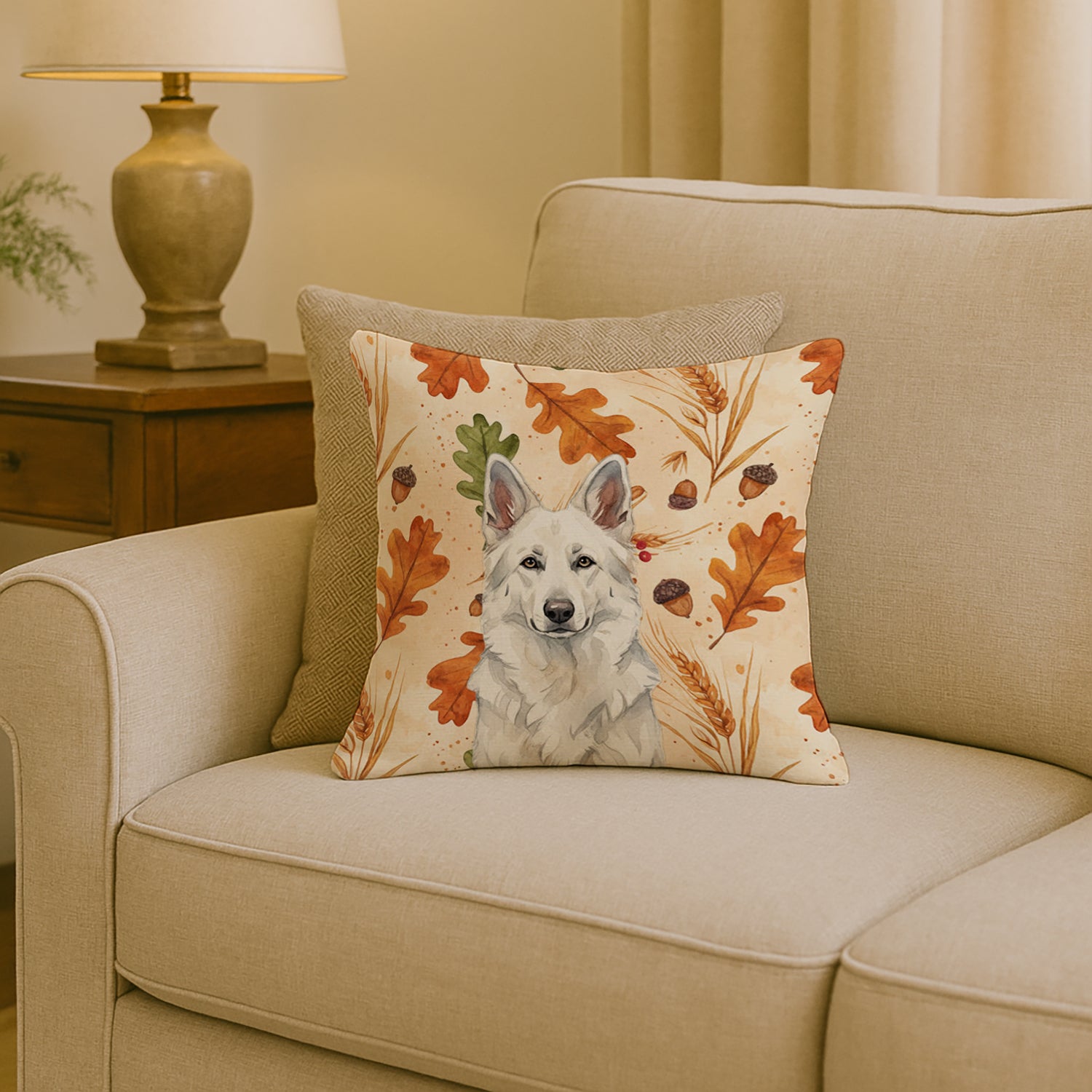 Caroline's Treasures White German Shepherd Heirloom Fall Throw Pillow