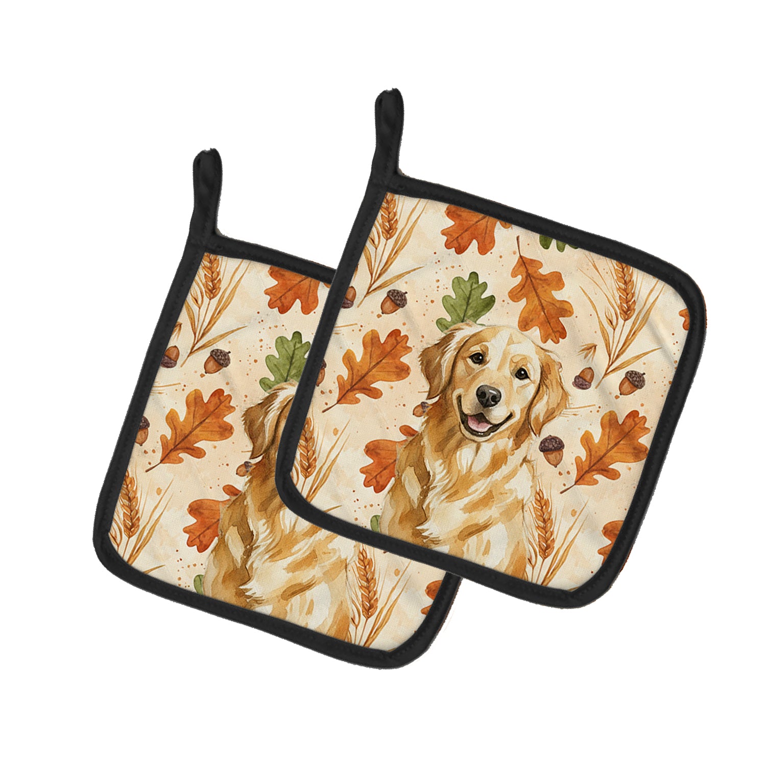 Caroline's Treasures Golden Retriever Heirloom Fall Pair of Pot Holders