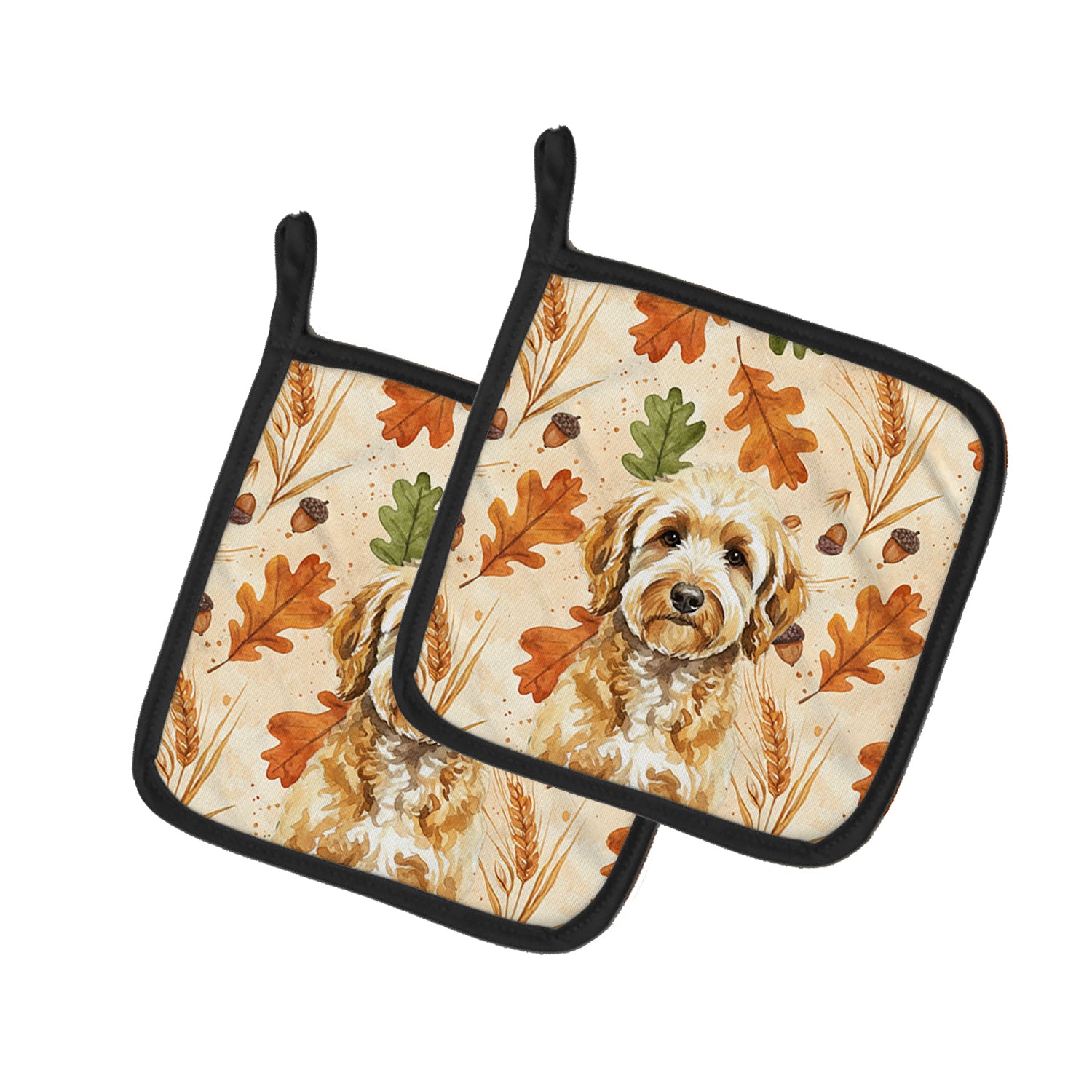 Caroline's Treasures Goldendoodle Heirloom Fall Pair of Pot Holders