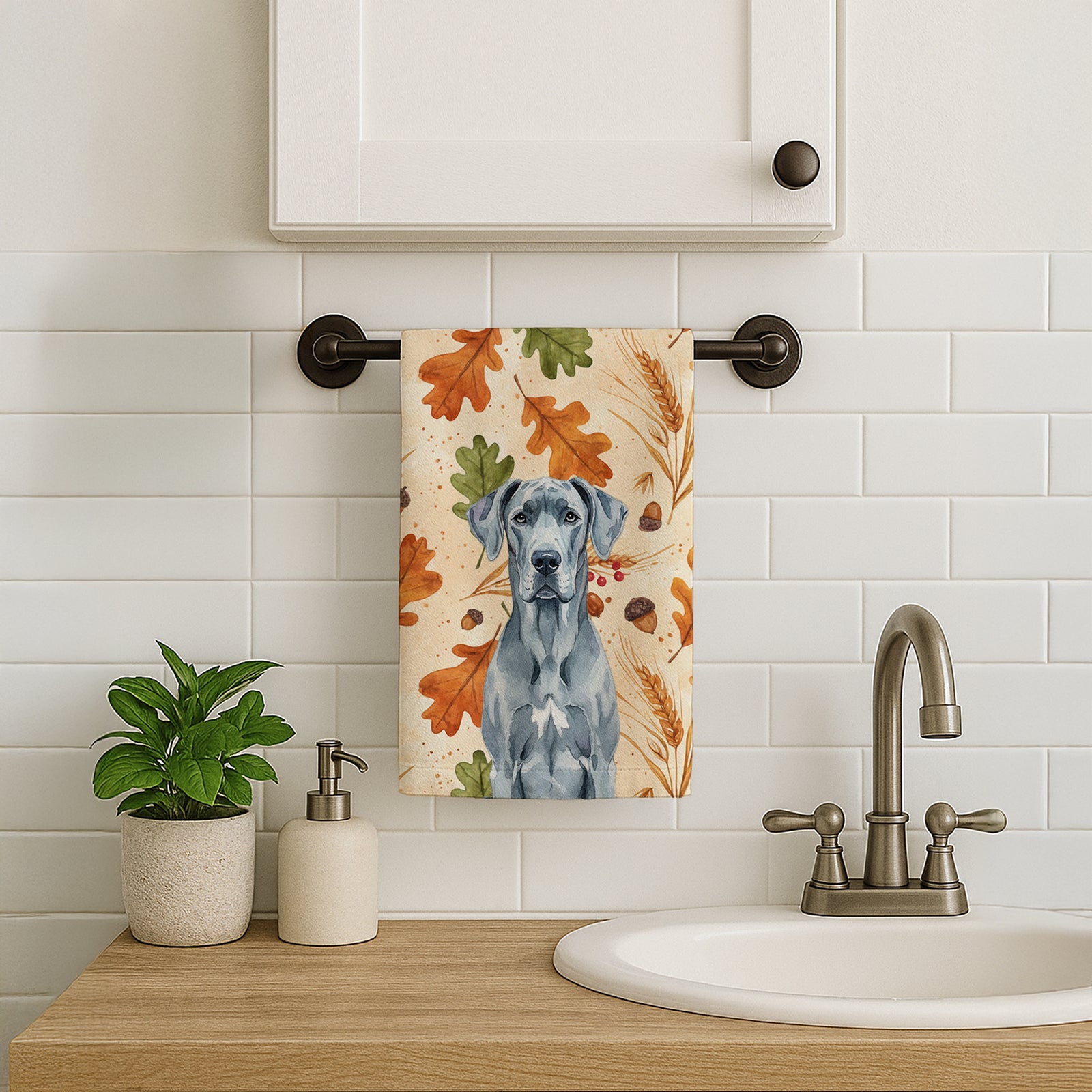 Caroline's Treasures Blue Great Dane Heirloom Fall Kitchen Towel