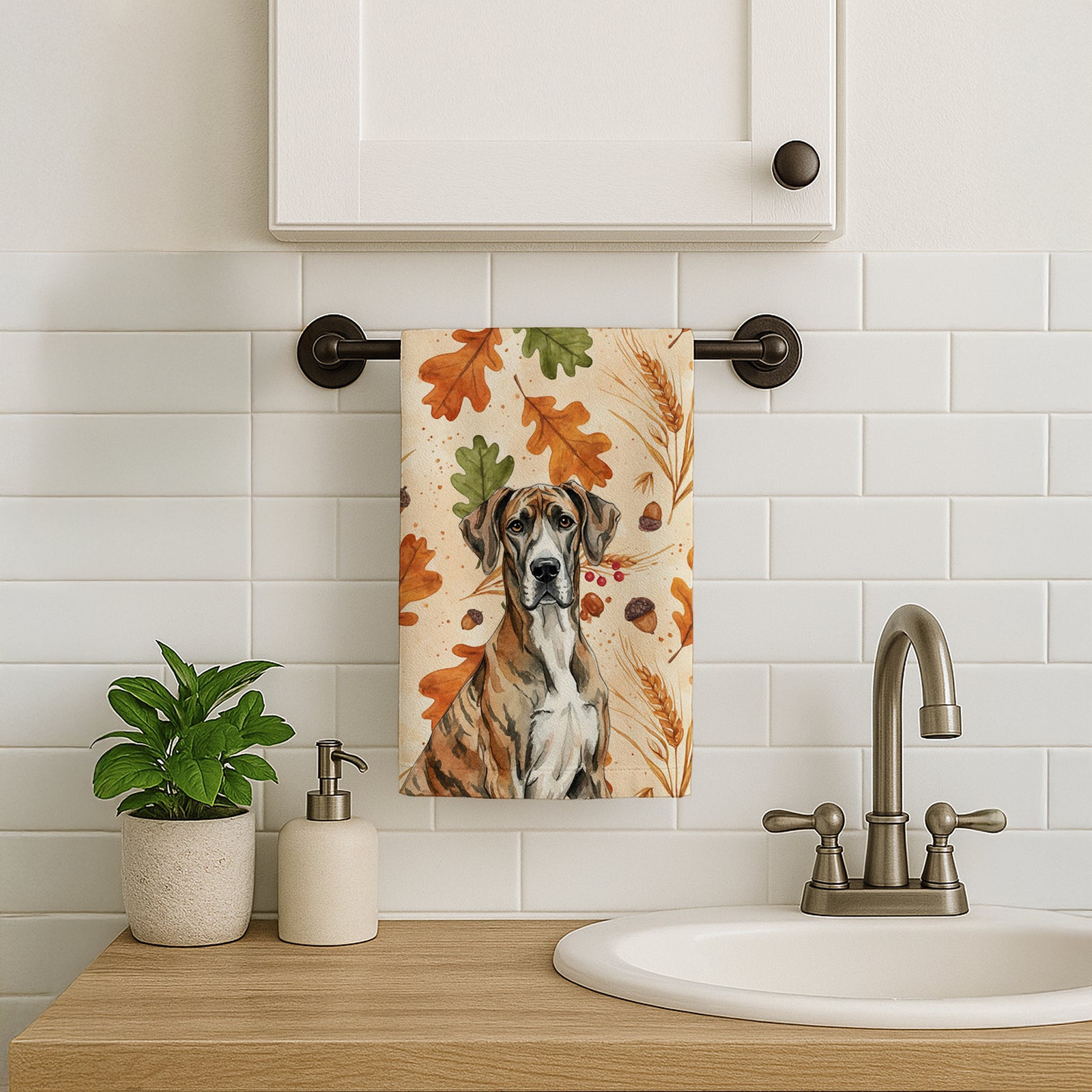 Caroline's Treasures Brindle Great Dane Heirloom Fall Kitchen Towel