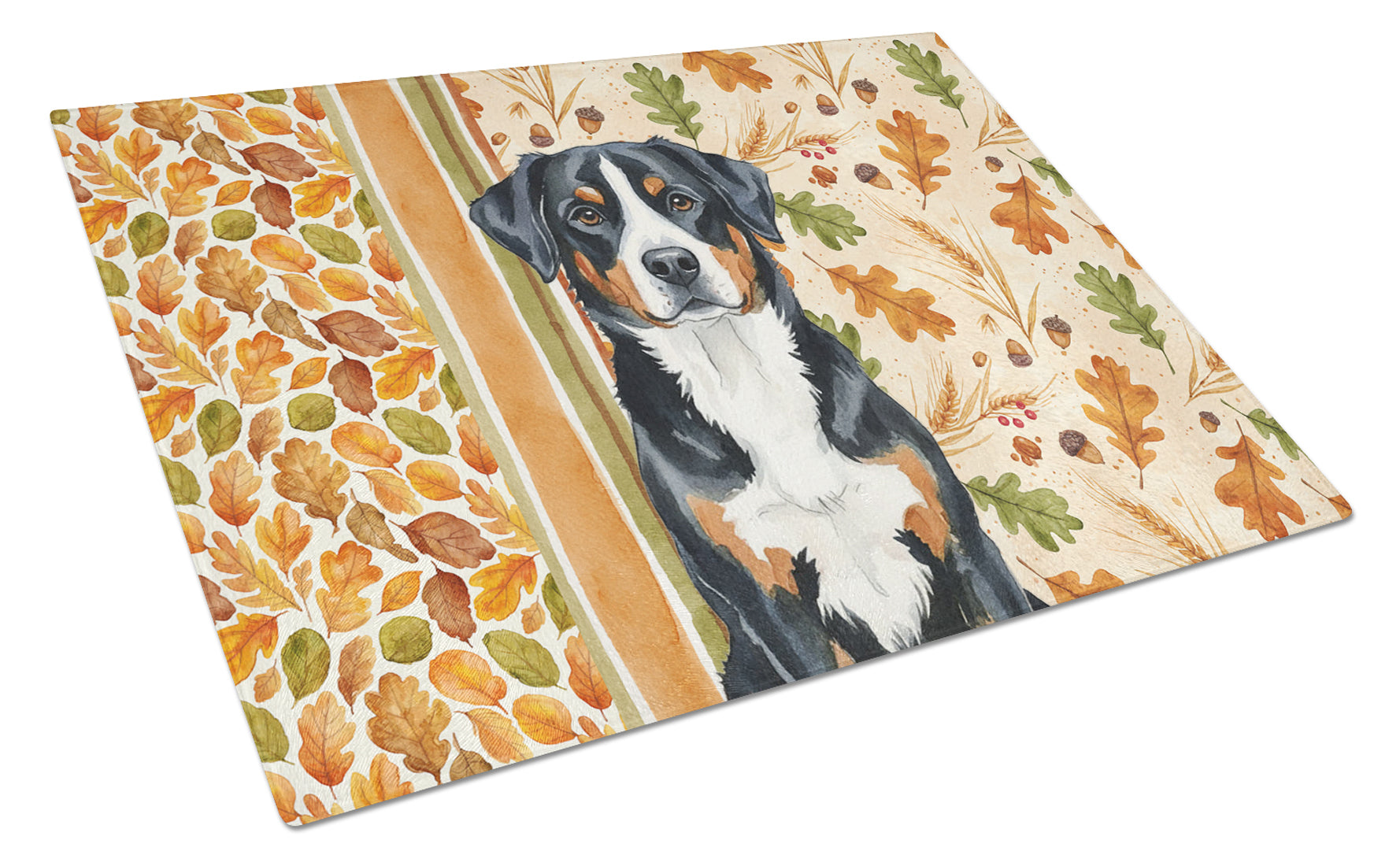 Caroline's Treasures Greater Swiss Mountain Dog Heirloom Fall Glass Cutting Board
