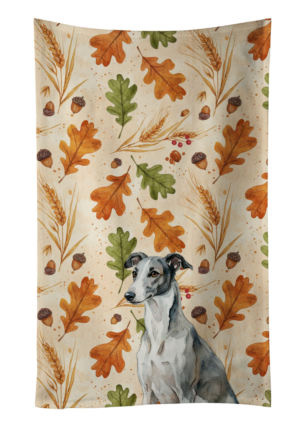 Caroline's Treasures Black and White Greyhound Heirloom Fall Kitchen Towel