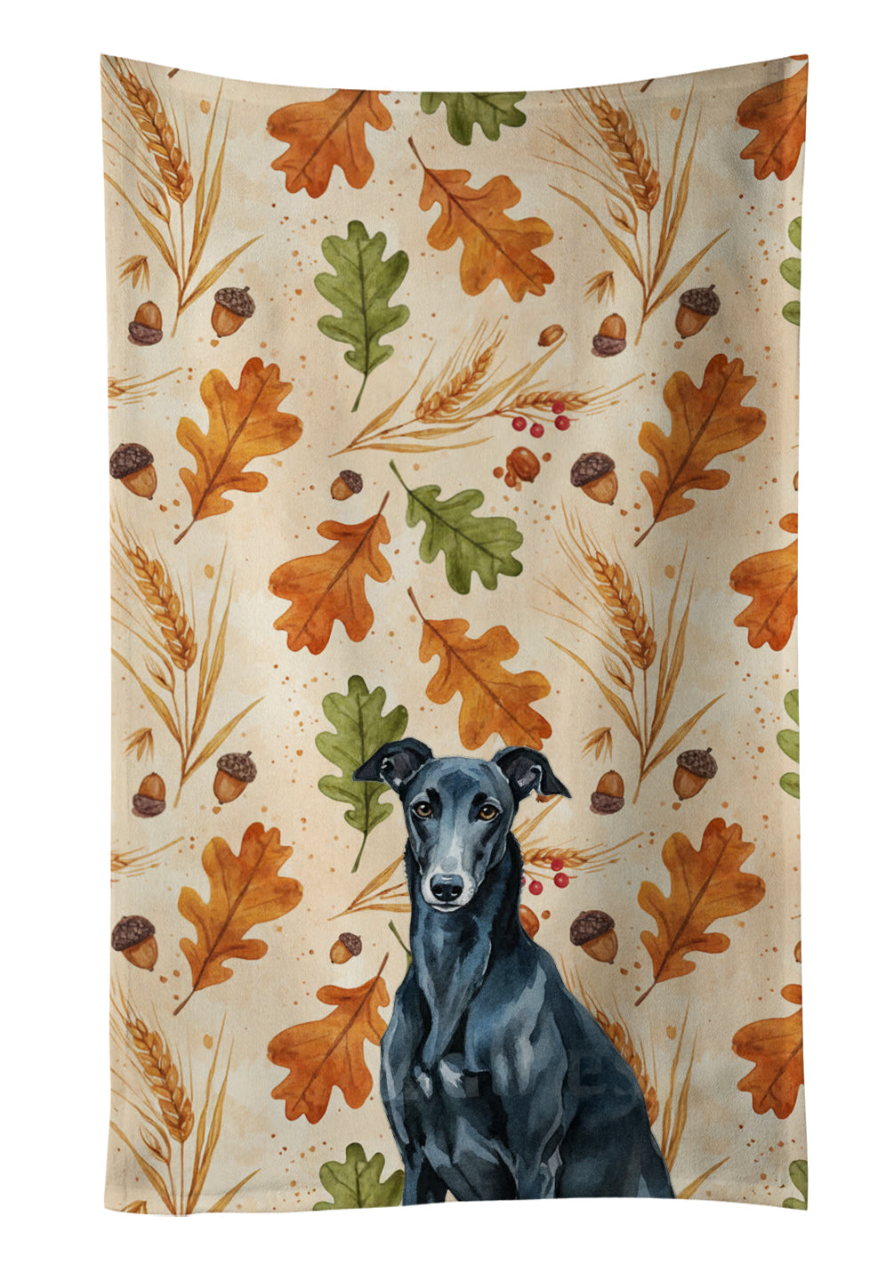 Caroline's Treasures Black Greyhound Heirloom Fall Kitchen Towel
