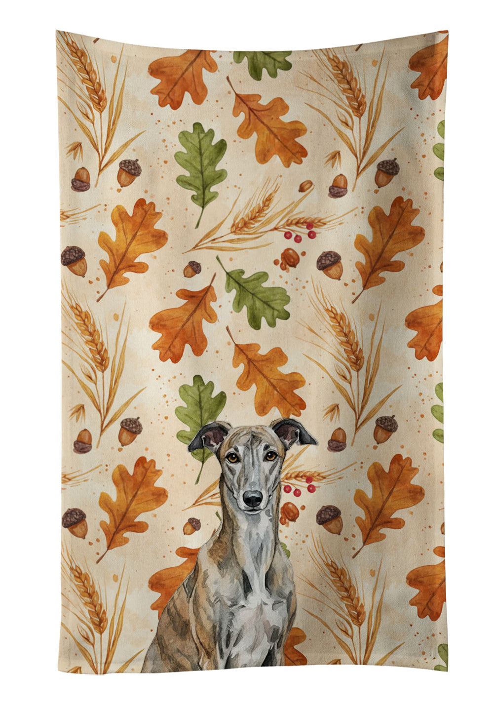 Caroline's Treasures Brindle Greyhound Heirloom Fall Kitchen Towel