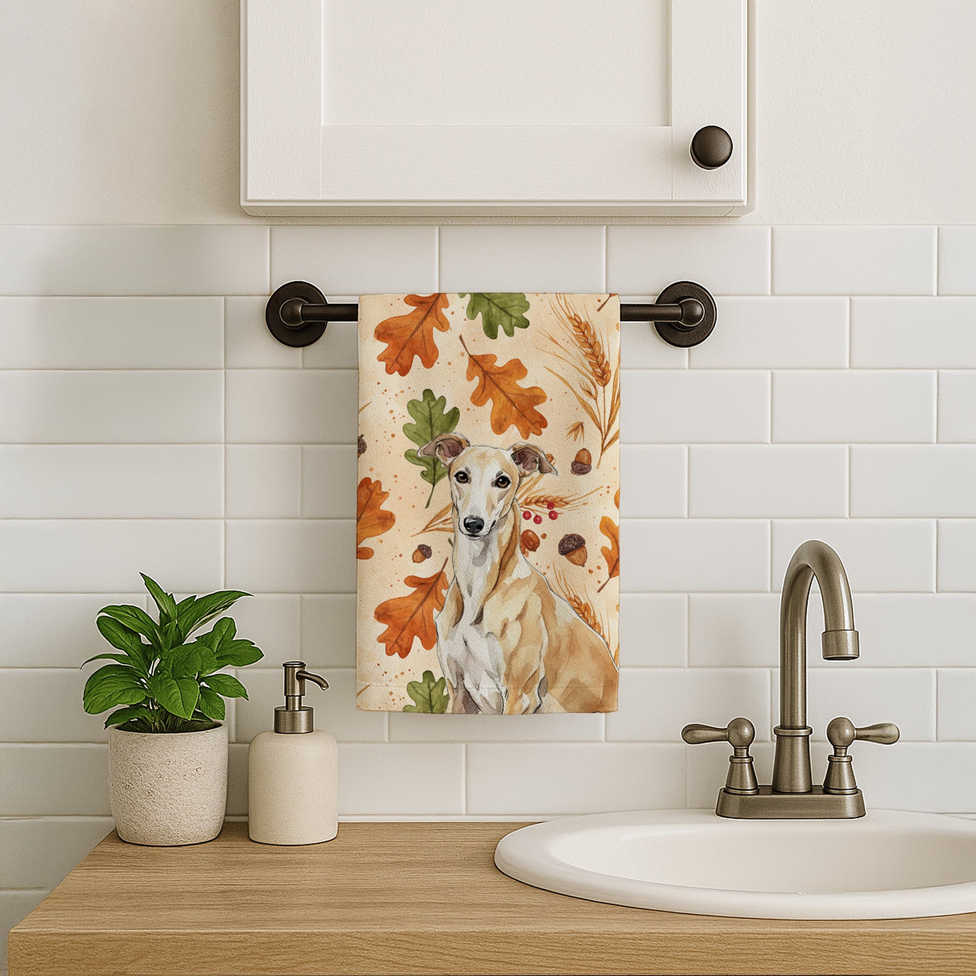 Caroline's Treasures Fawn Greyhound Heirloom Fall Kitchen Towel