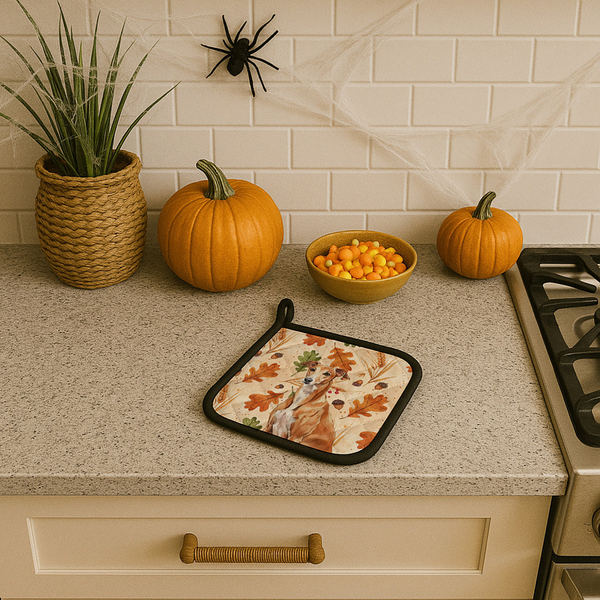 Caroline's Treasures Red Greyhound Heirloom Fall Pair of Pot Holders