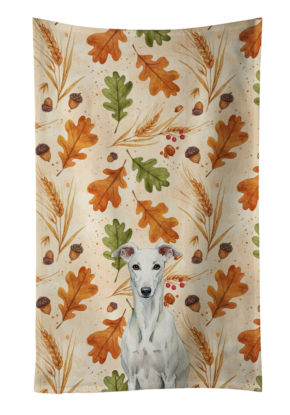 Caroline's Treasures White Greyhound Heirloom Fall Kitchen Towel