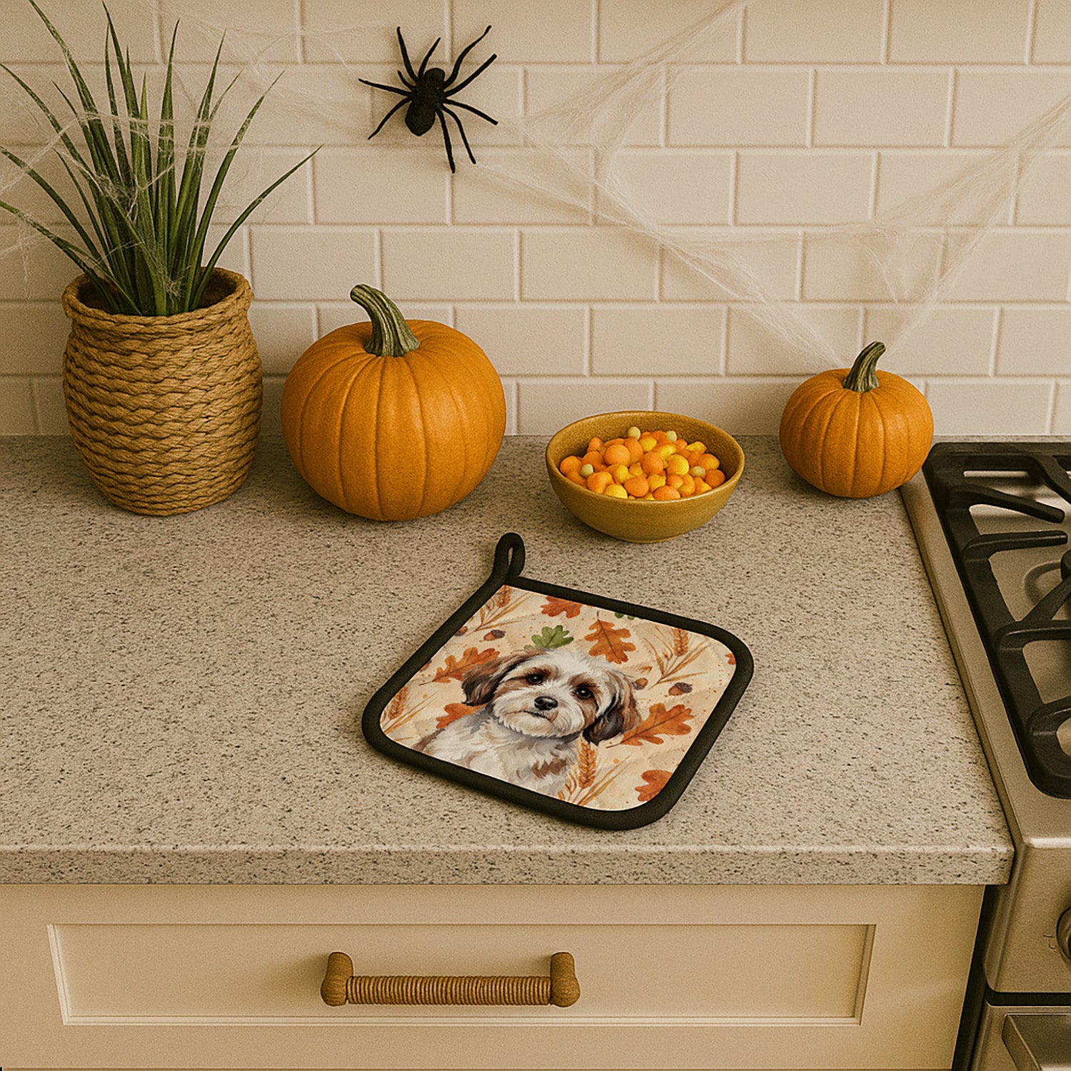 Caroline's Treasures Parti-color Havanese Heirloom Fall Pair of Pot Holders