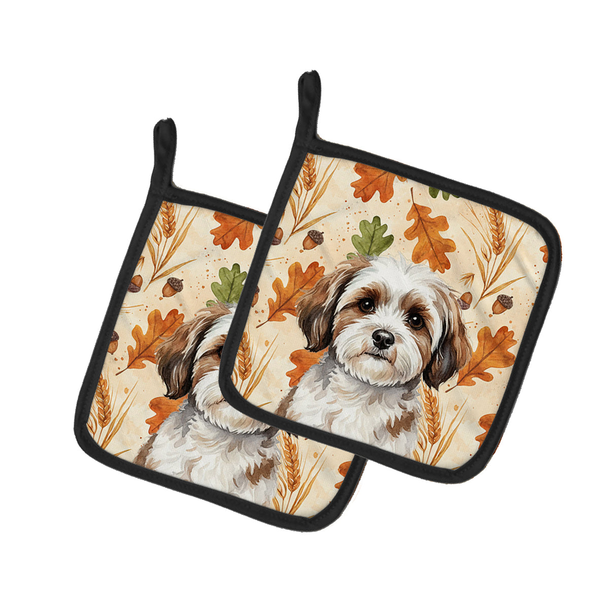 Caroline's Treasures Parti-color Havanese Heirloom Fall Pair of Pot Holders