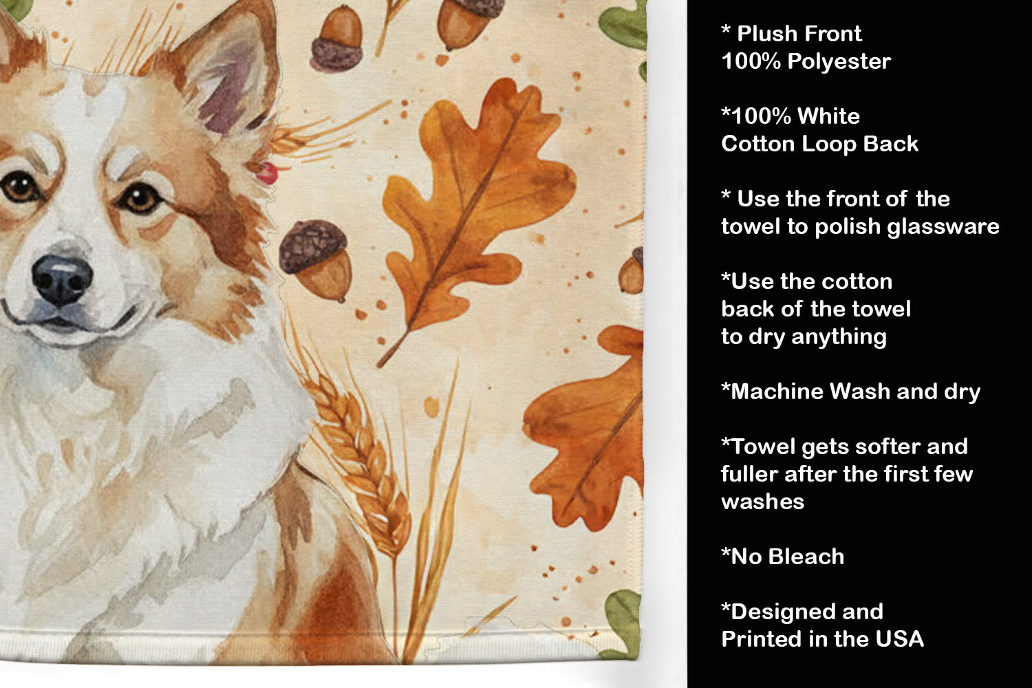 Caroline's Treasures Tan Icelandic Sheepdog Heirloom Fall Kitchen Towel
