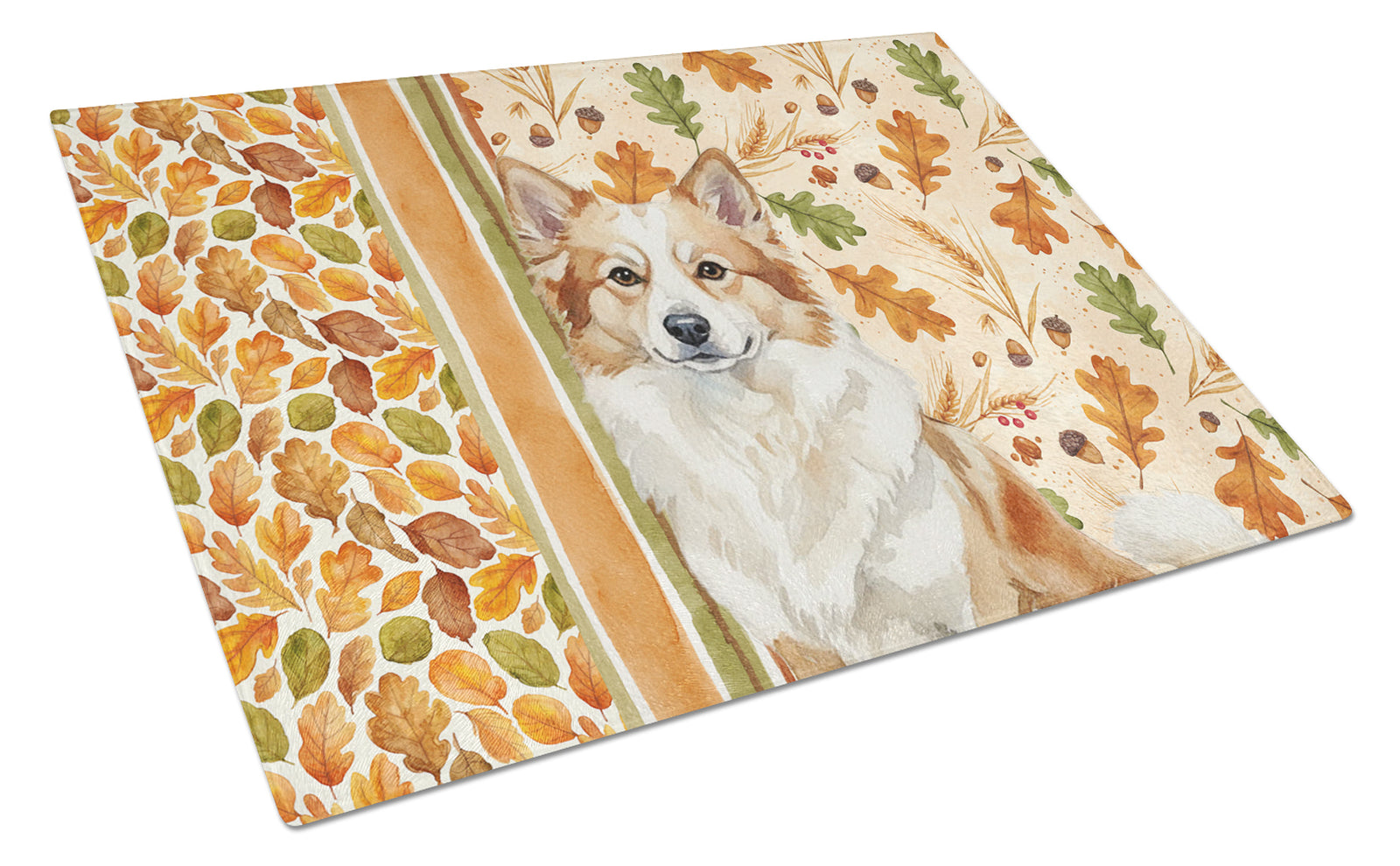 Caroline's Treasures Tan Icelandic Sheepdog Heirloom Fall Glass Cutting Board