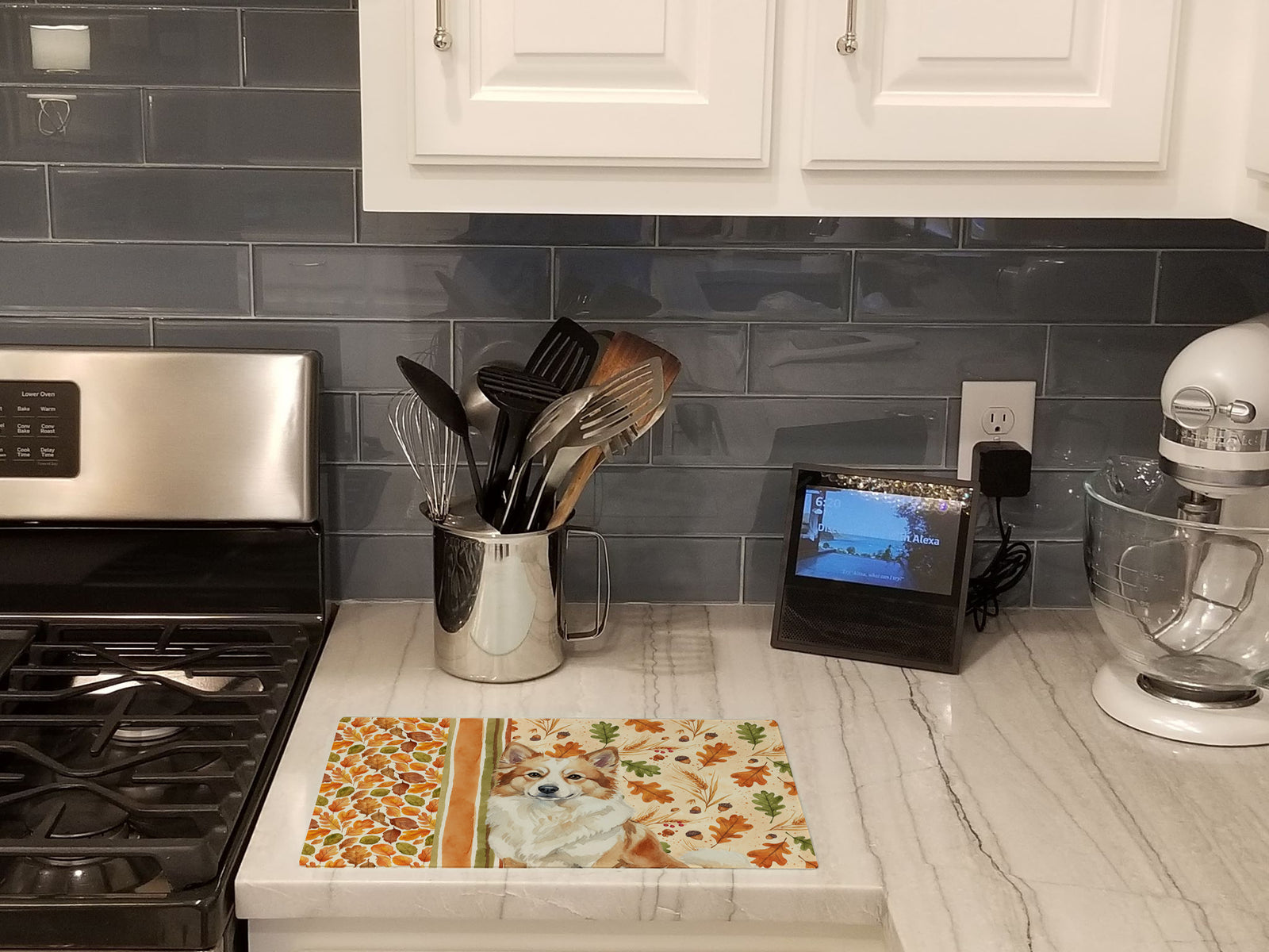 Caroline's Treasures Tan Icelandic Sheepdog Heirloom Fall Glass Cutting Board