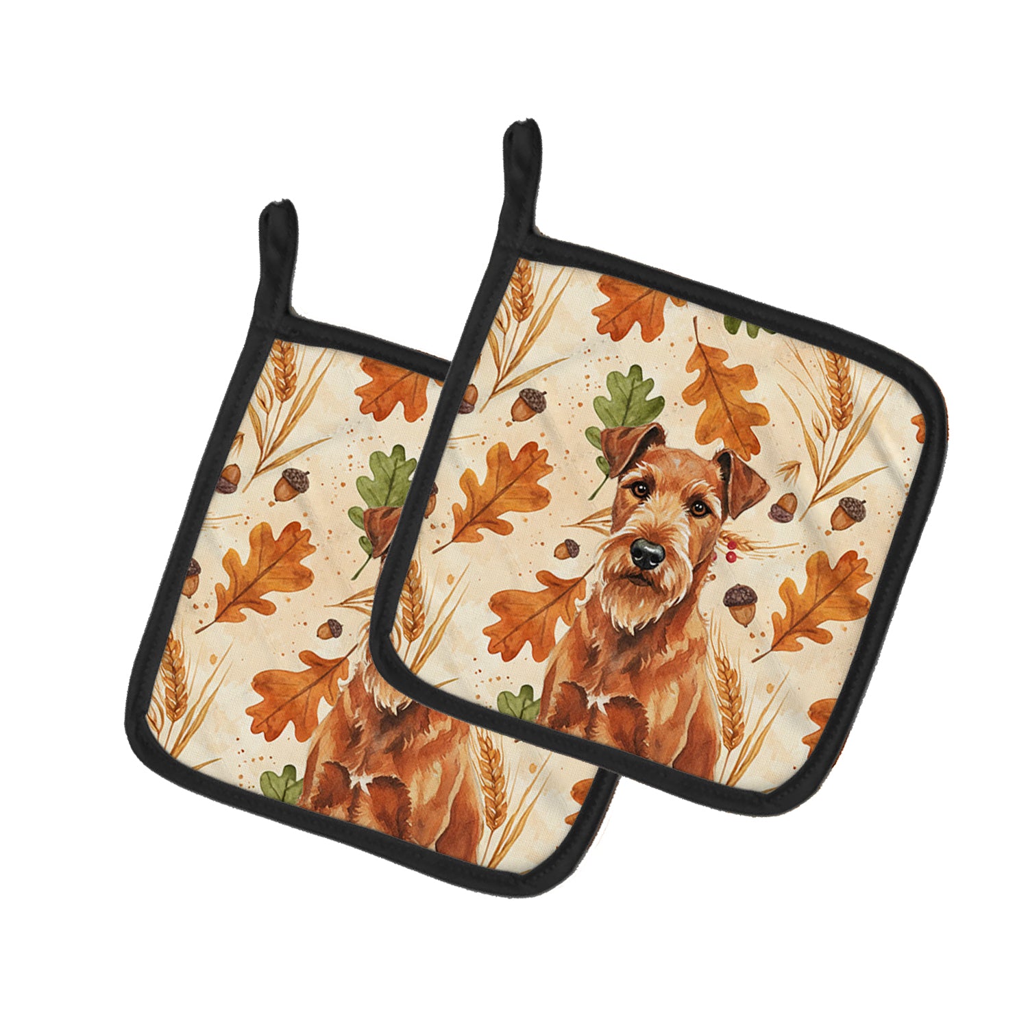 Caroline's Treasures Irish Terrier Heirloom Fall Pair of Pot Holders