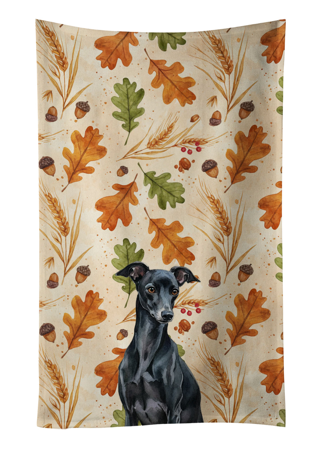 Caroline's Treasures Black Italian Greyhound Heirloom Fall Kitchen Towel