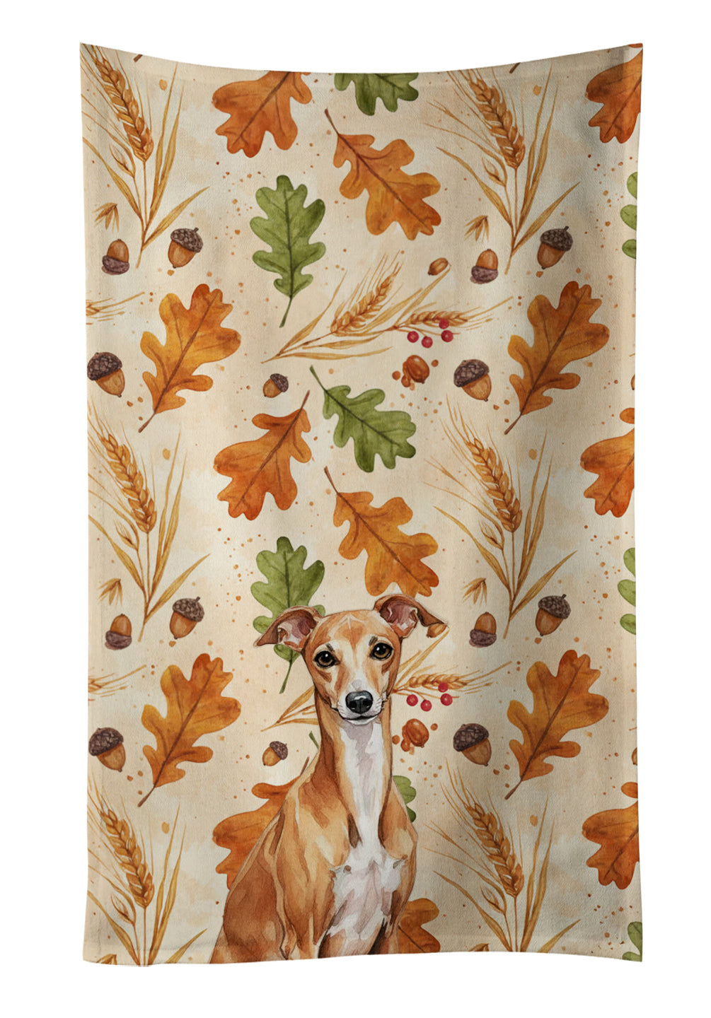 Caroline's Treasures Red Italian Greyhound Heirloom Fall Kitchen Towel