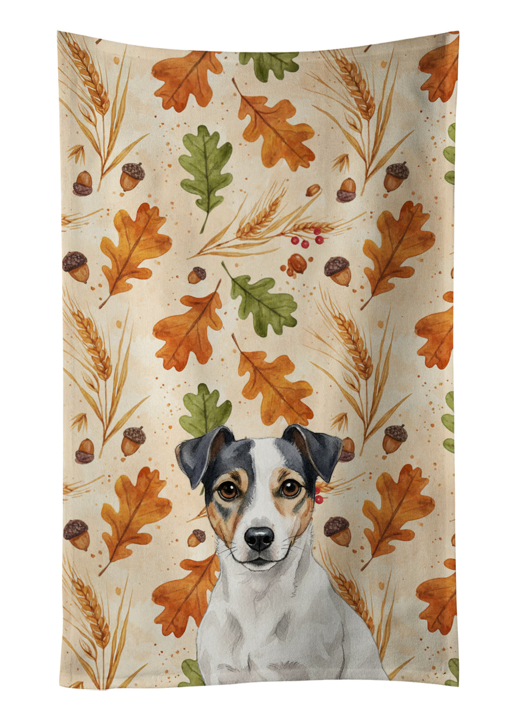 Caroline's Treasures White and Black Jack Russell Terrier Heirloom Fall Kitchen Towel