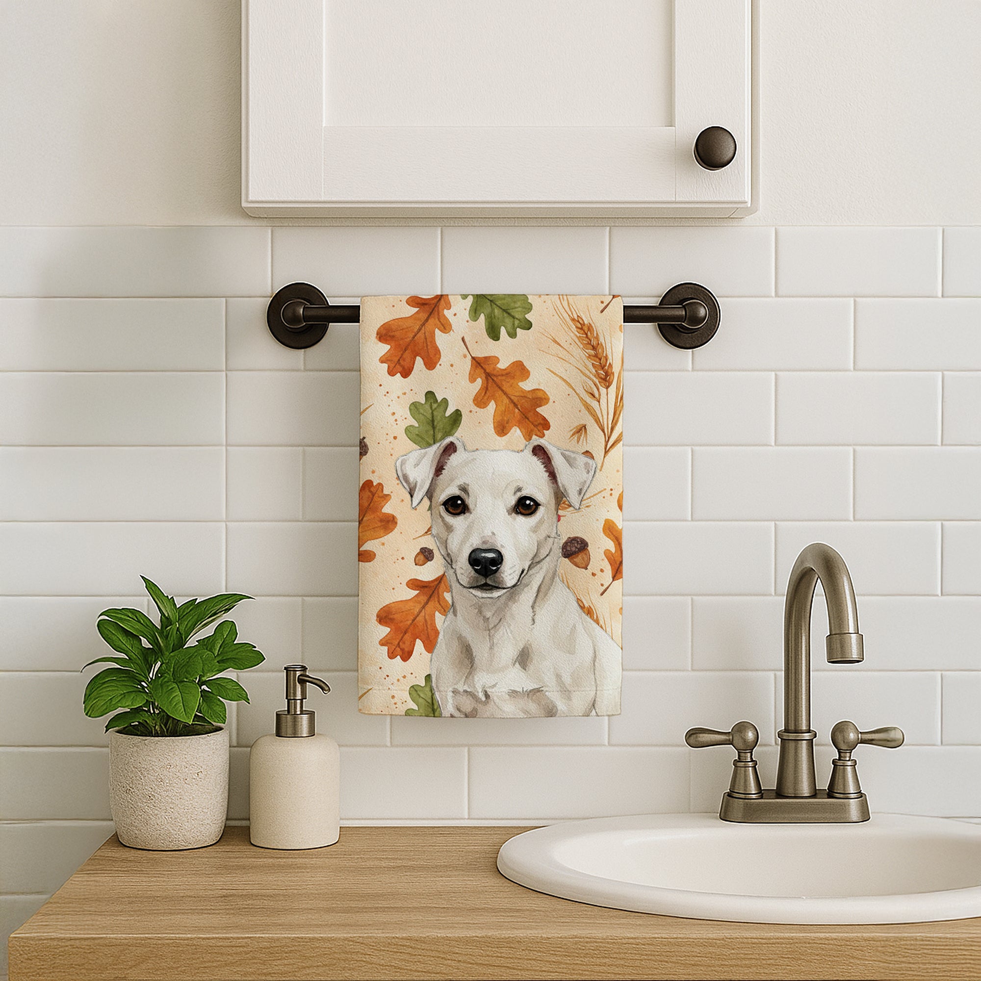 Caroline's Treasures White Jack Russell Terrier Heirloom Fall Kitchen Towel