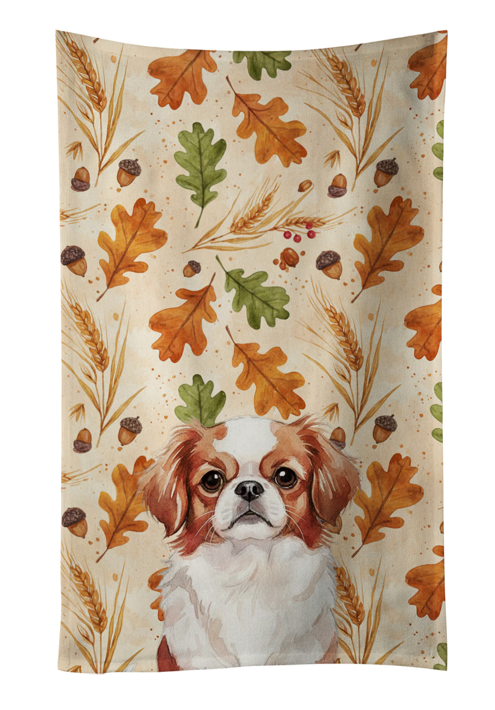 Caroline's Treasures Red and White Japanese Chin Heirloom Fall Kitchen Towel