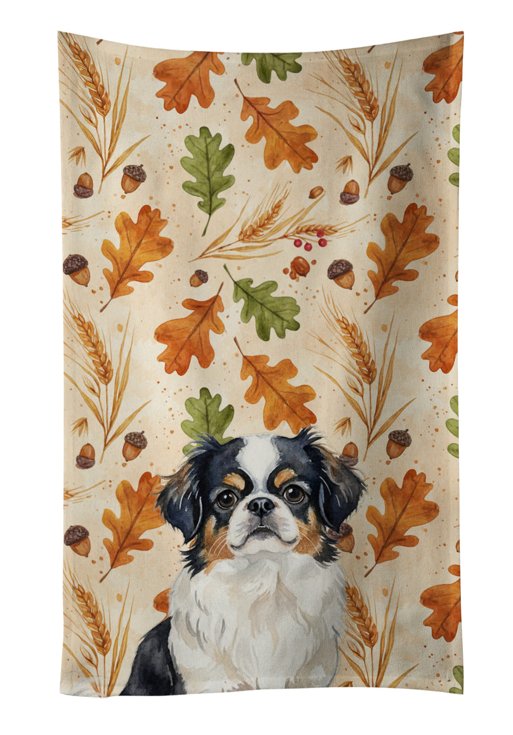 Caroline's Treasures Tricolor Japanese Chin Heirloom Fall Kitchen Towel