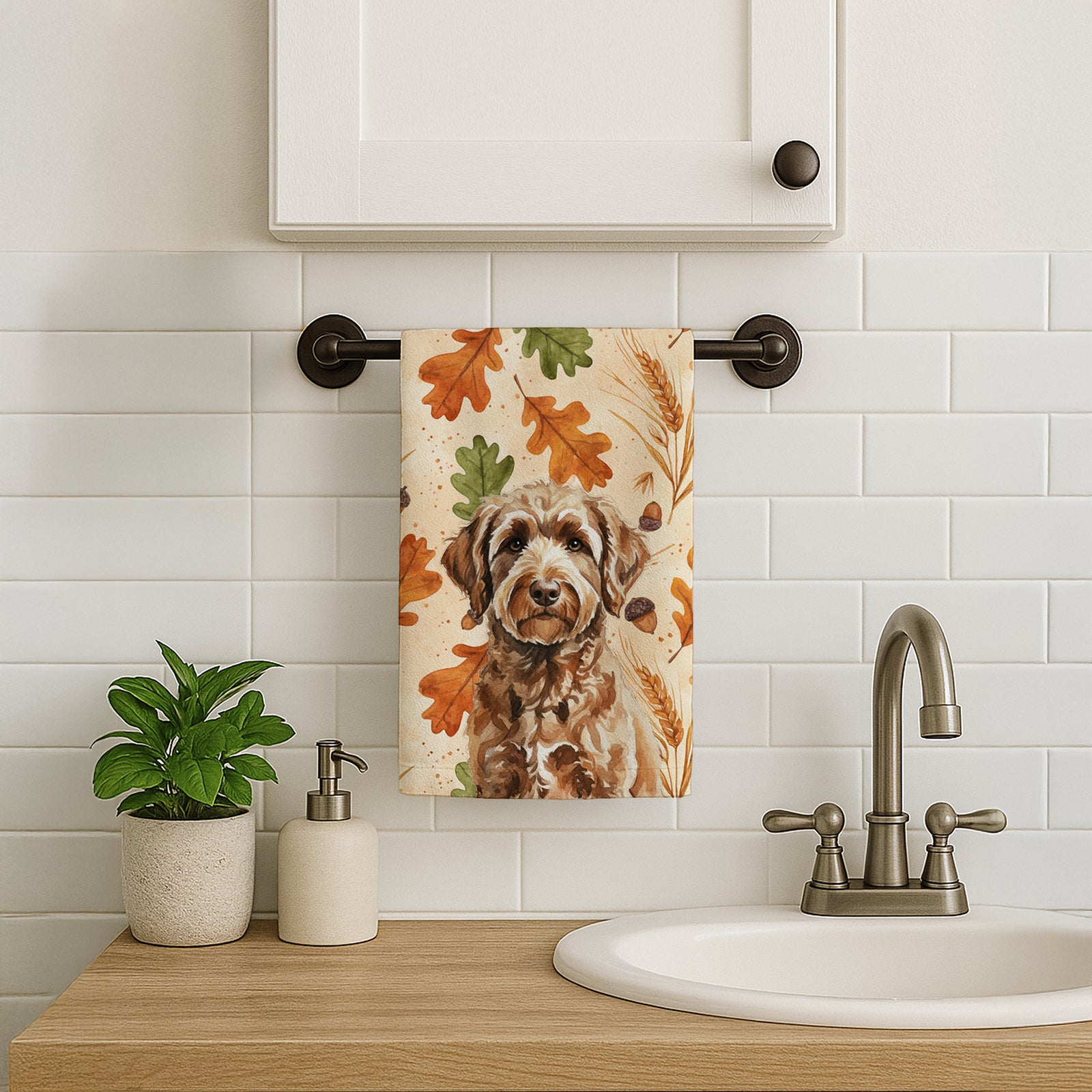 Caroline's Treasures Chocolate Labradoodle Heirloom Fall Kitchen Towel