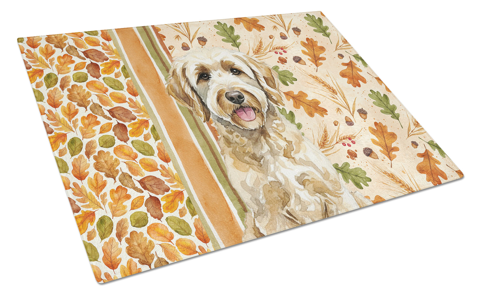 Caroline's Treasures Labradoodle Heirloom Fall Glass Cutting Board
