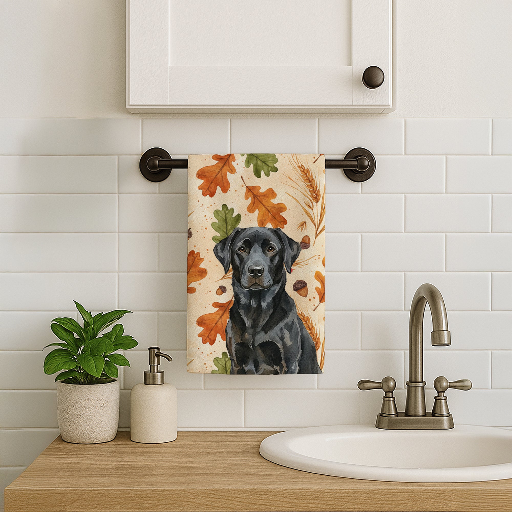 Caroline's Treasures Black Labrador Retriever Heirloom Fall Kitchen Towel