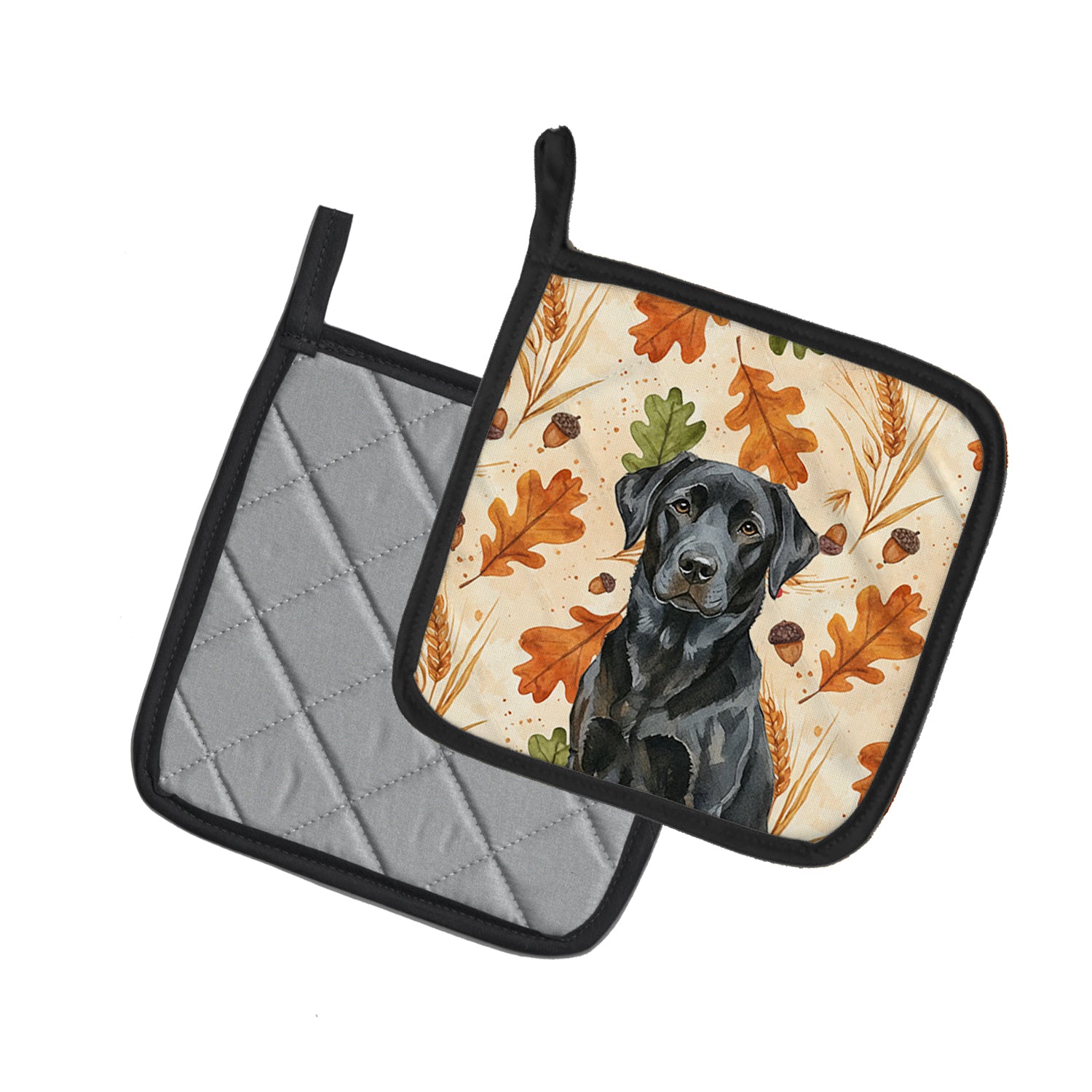 Caroline's Treasures Black Labrador Retriever Heirloom Fall Pair of Pot Holders