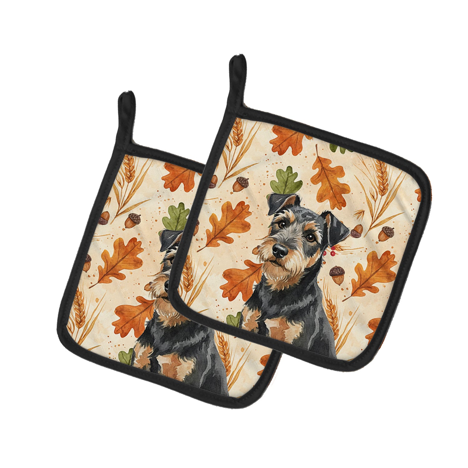 Caroline's Treasures Black and Tan Lakeland Terrier Heirloom Fall Pair of Pot Holders