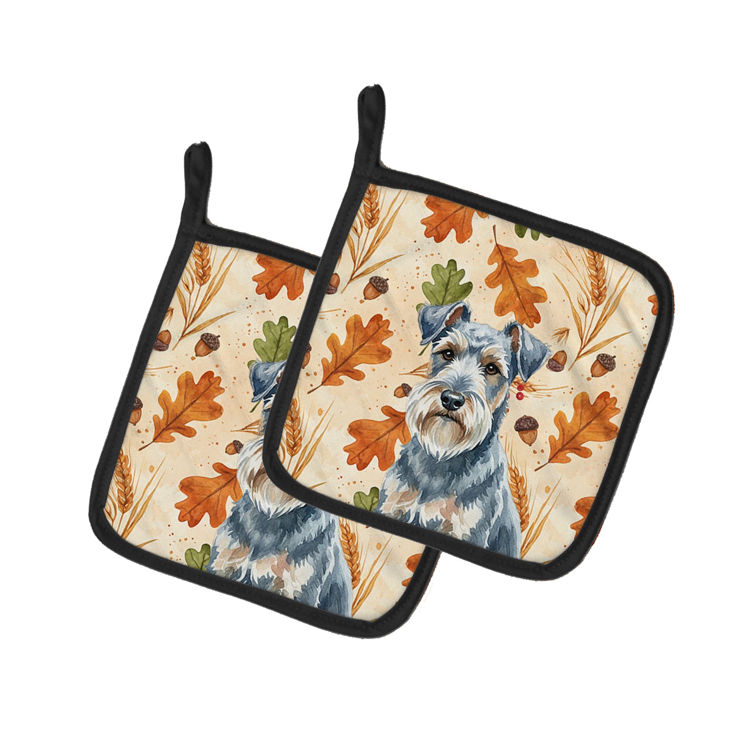 Caroline's Treasures Blue Lakeland Terrier Heirloom Fall Pair of Pot Holders