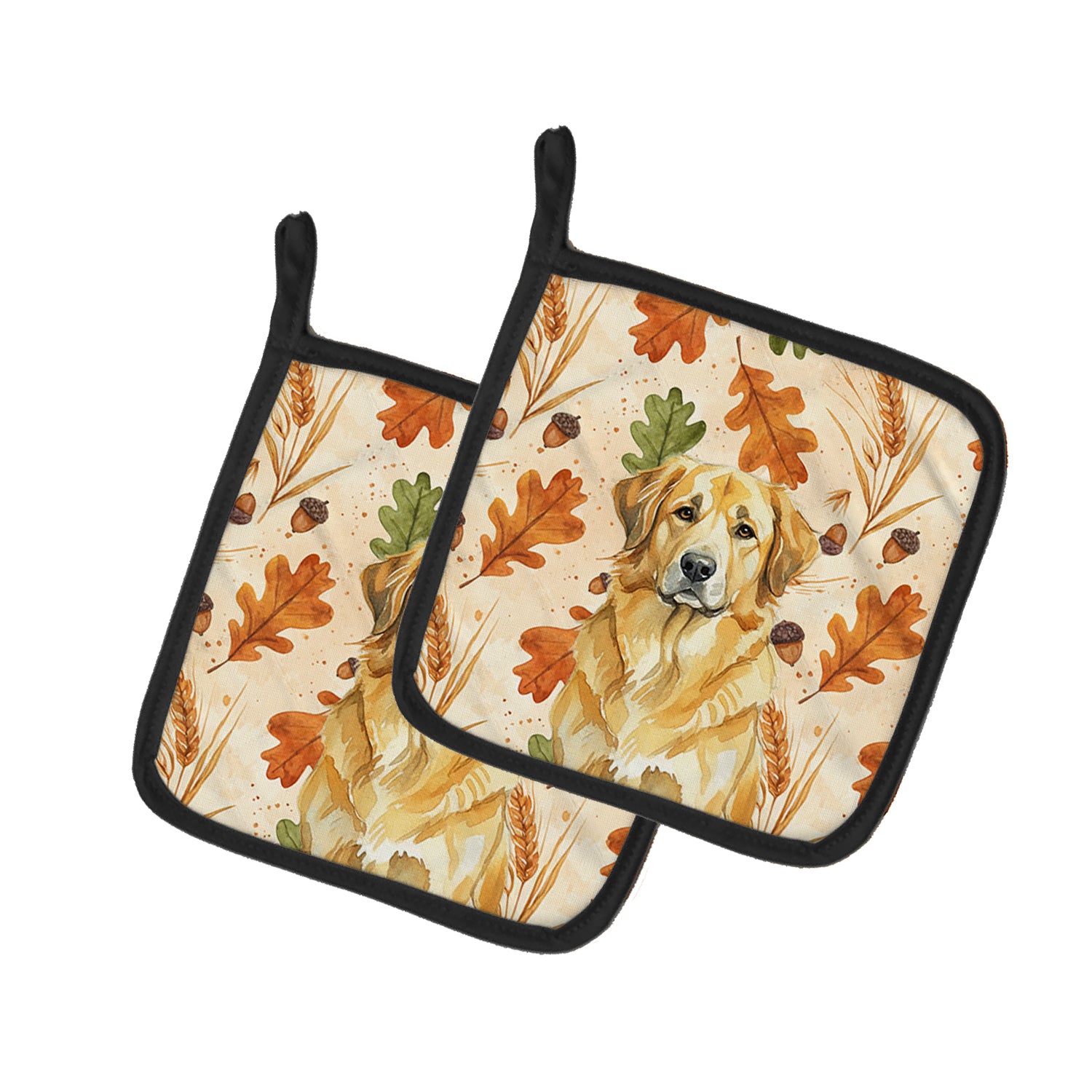 Caroline's Treasures Lion Yellow Leonberger Heirloom Fall Pair of Pot Holders