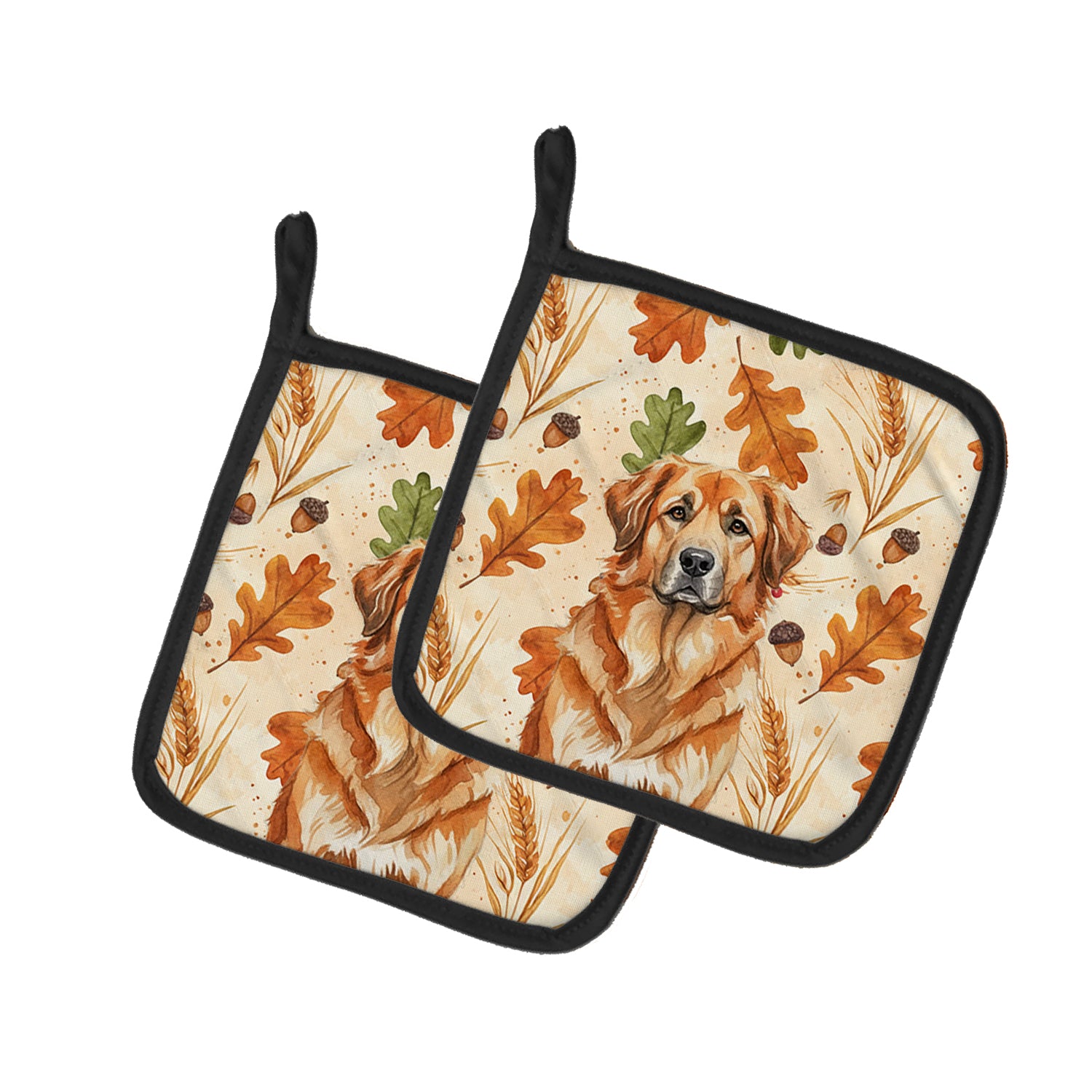 Caroline's Treasures Red Leonberger Heirloom Fall Pair of Pot Holders