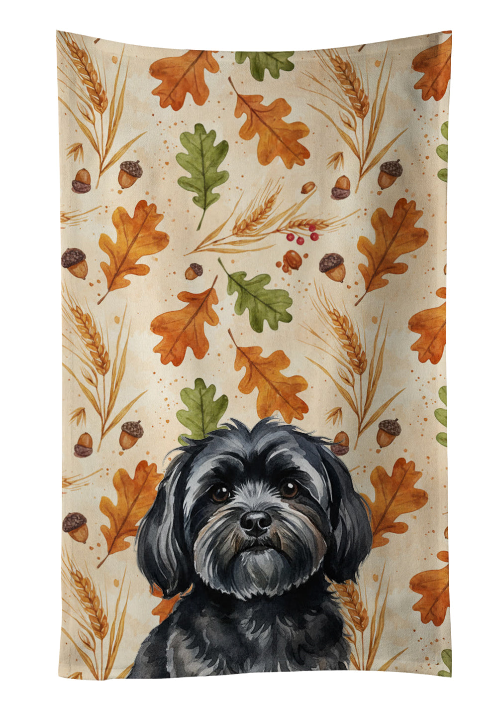 Caroline's Treasures Black Lhasa Apso Heirloom Fall Kitchen Towel