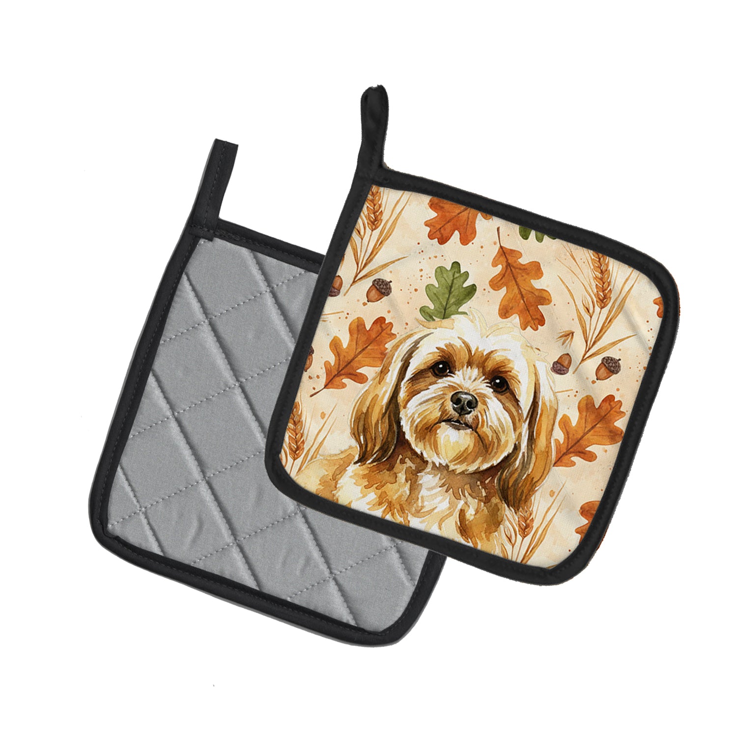 Caroline's Treasures Gold Lhasa Apso Heirloom Fall Pair of Pot Holders