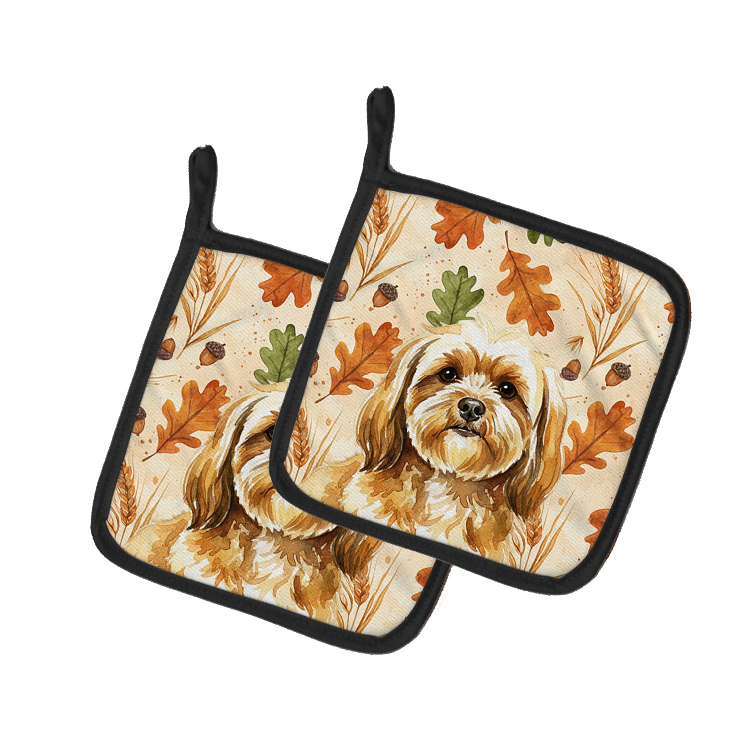 Caroline's Treasures Gold Lhasa Apso Heirloom Fall Pair of Pot Holders